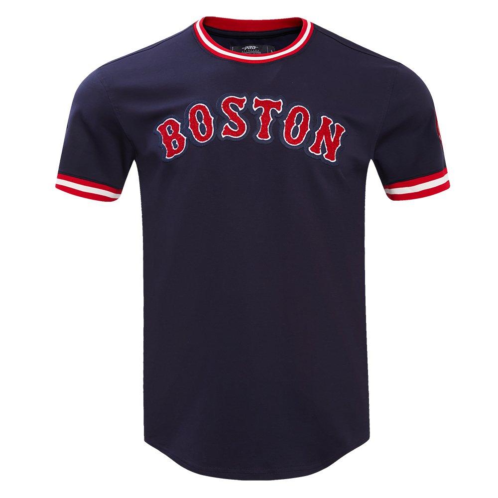 Pro Standard Men's MLB Boston Red Sox Classic Chenille Striped Sleeve Top - NAVY Thumbnail View 1