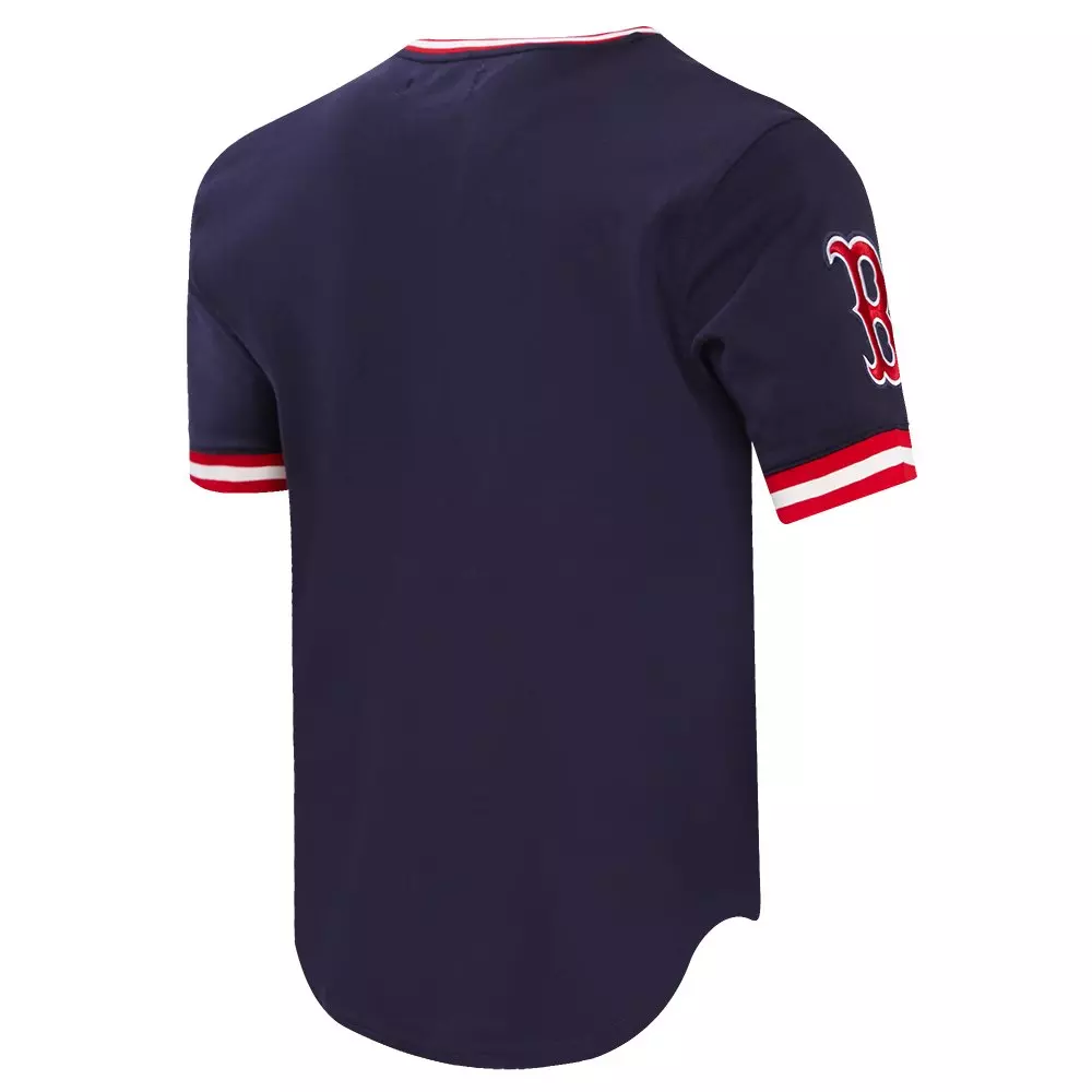 Pro Standard Men's MLB Boston Red Sox Classic Chenille Striped Sleeve Top - NAVY