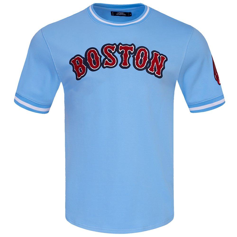 Pro Standard Men's MLB Boston Red Sox Classic Chenille Striped Sleeve Top - BLUE Thumbnail View 1