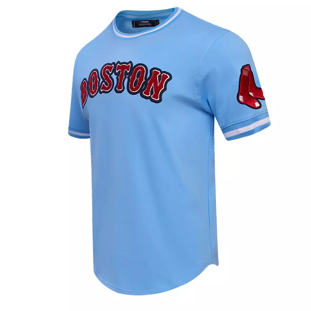 Pro Standard Men's MLB Boston Red Sox Classic Chenille Striped Sleeve Top - BLUE