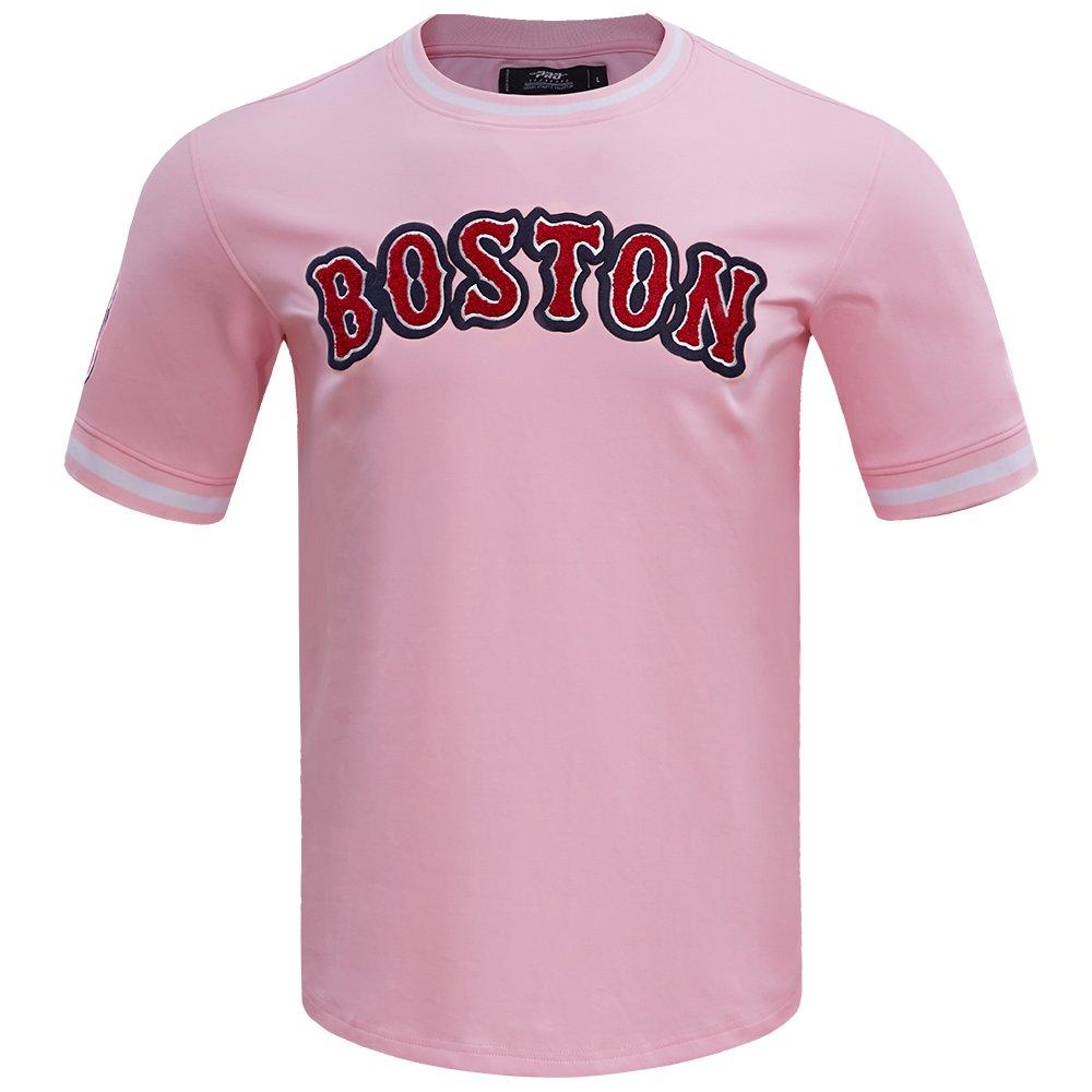 Pro Standard Men's MLB Boston Red Sox Classic Chenille Striped Sleeve Top - PINK Thumbnail View 1