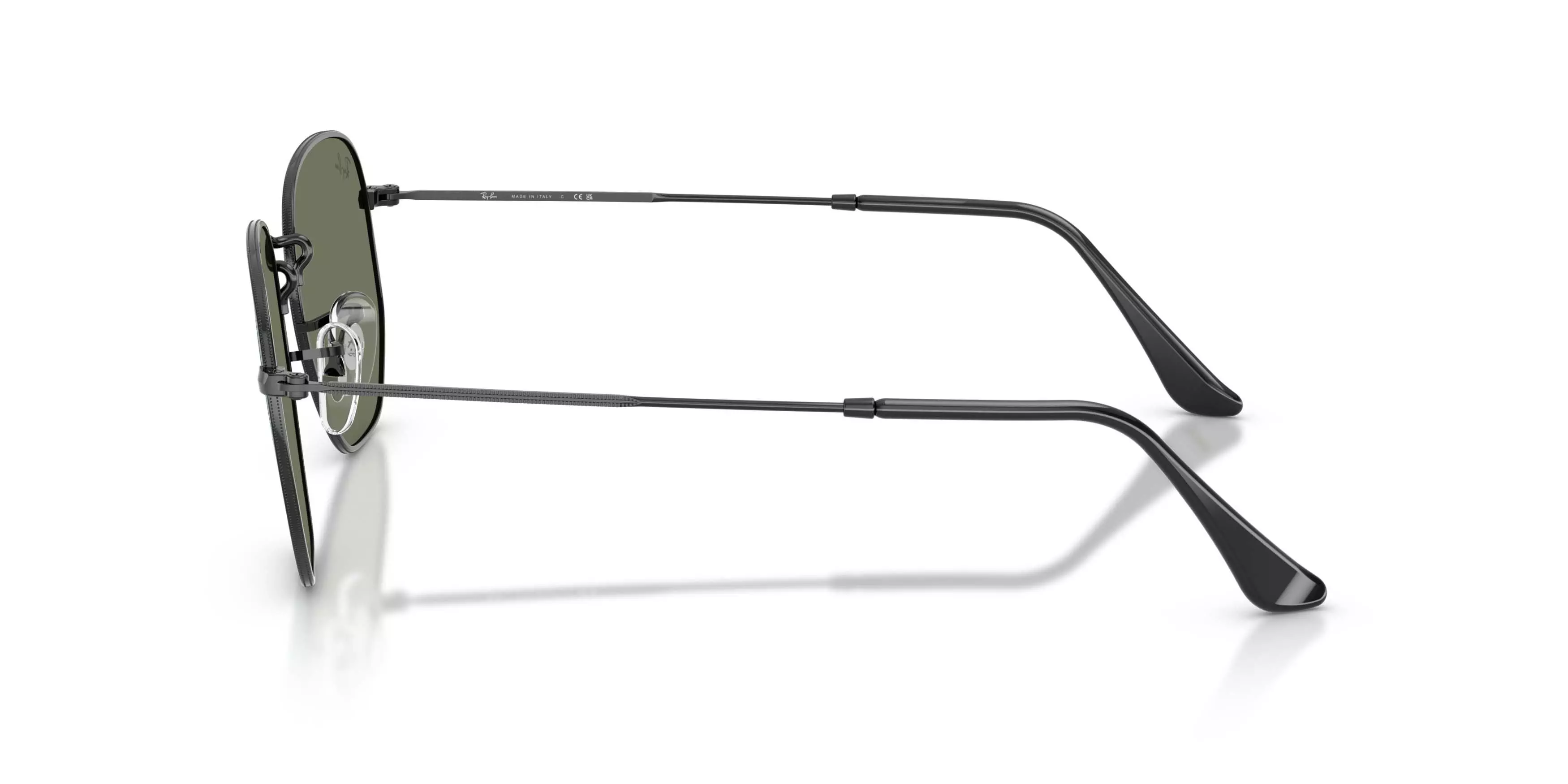 Ray-Ban Hexagonal Flat Lenses Blue Mirrored Sunglasses &ndash; Polished Black - BLACK/BLUE