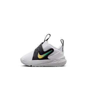 Nike Team Hustle D 12 "White/Black/Clear Emerald/Topaz Gold" Infant Boys' Basketball Shoe - WHITE/BLACK/EMERALD/GOLD