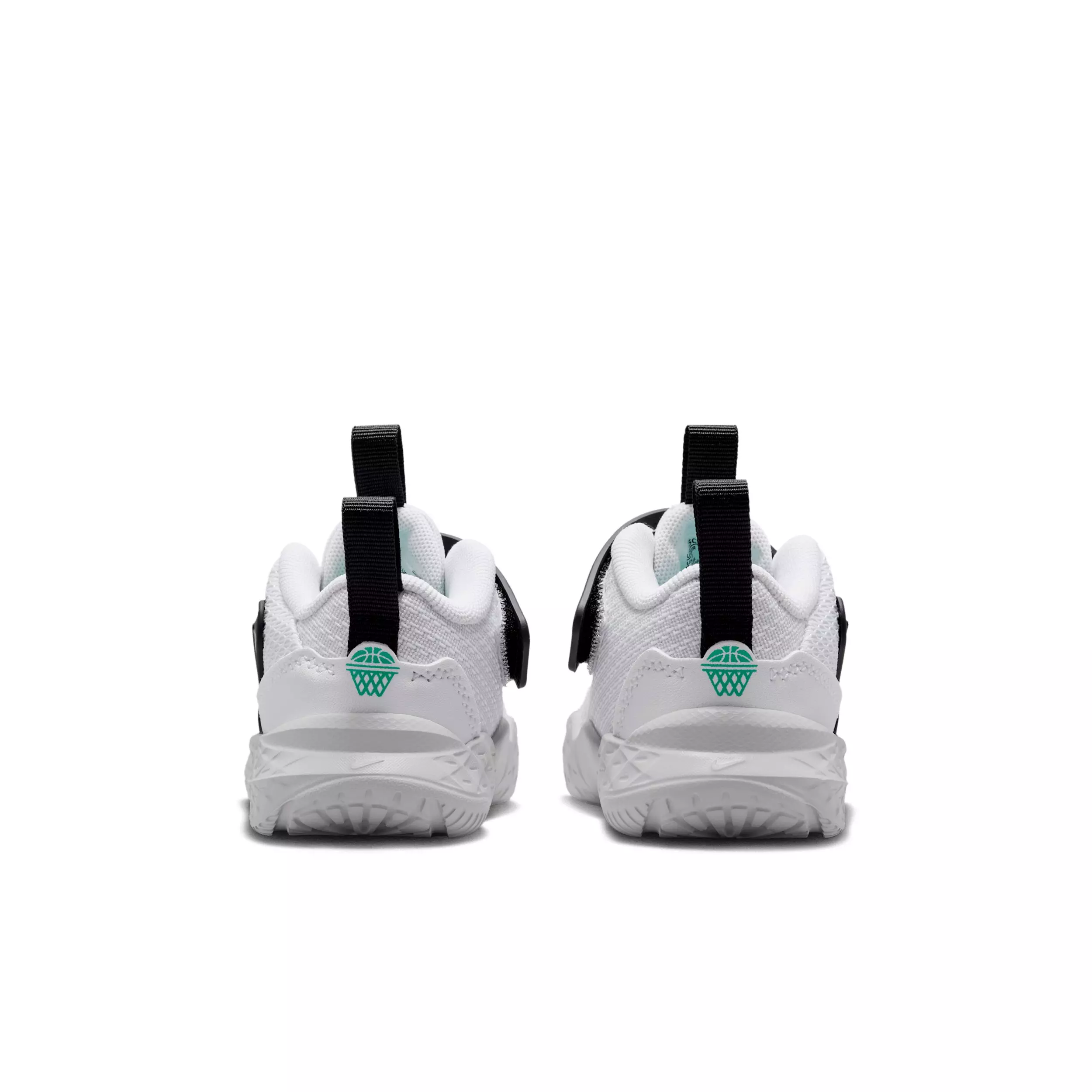 Nike Team Hustle D 12 "White/Black/Clear Emerald/Topaz Gold" Infant Boys' Basketball Shoe - WHITE/BLACK/EMERALD/GOLD