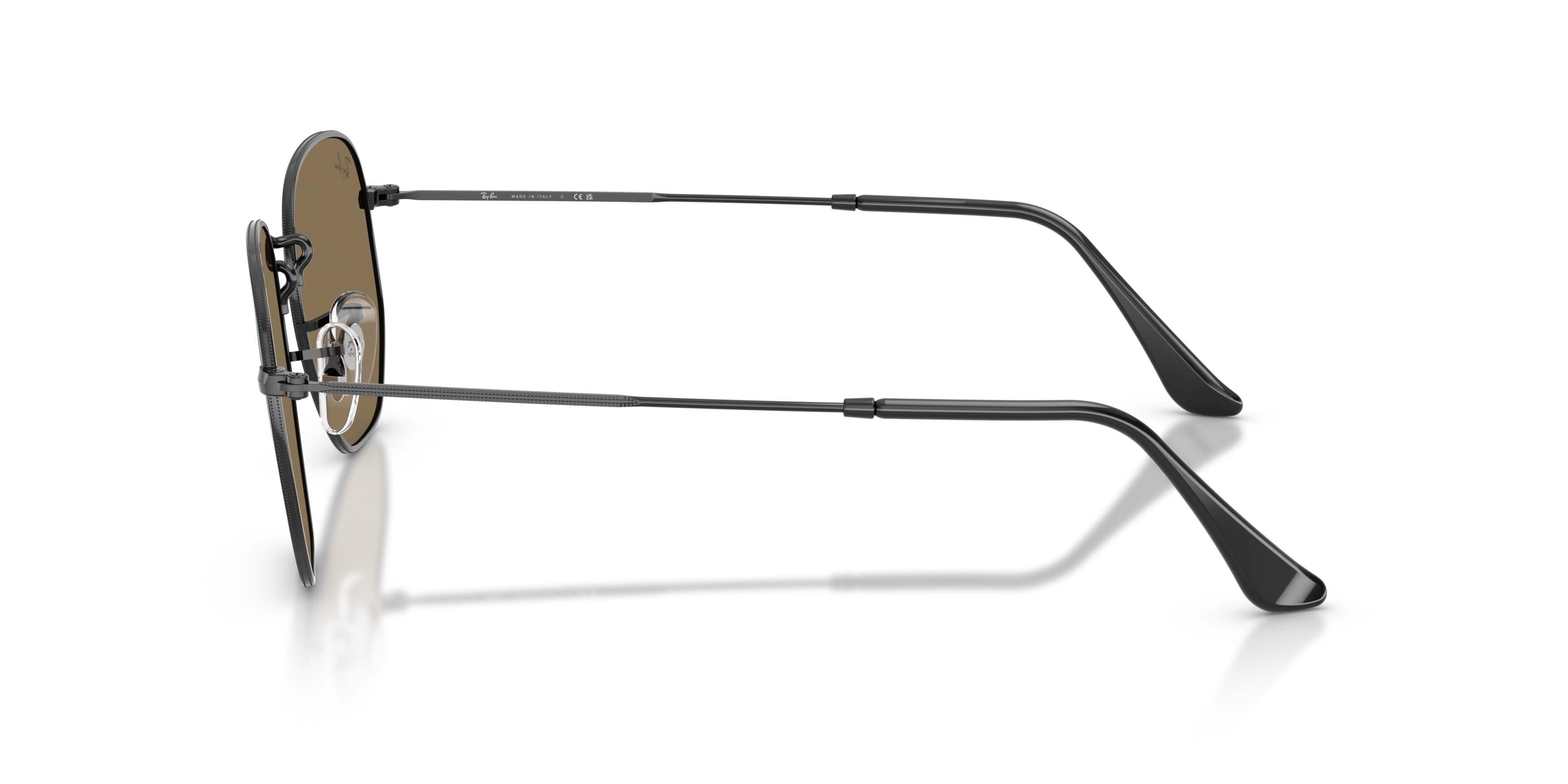 Ray-Ban Hexagonal Flat Lenses Blue Mirror Sunglasses &ndash; Polished Black - BLACK/BLUE Thumbnail View 6