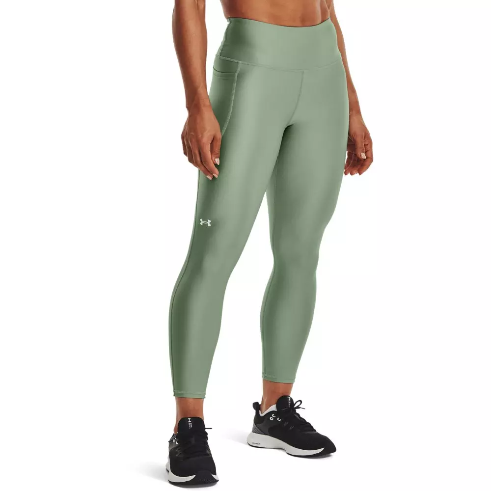 Under Armour Women's HeatGear® Armour No-Slip Waistband Ankle Leggings - Charcoal - GREEN/WHITE
