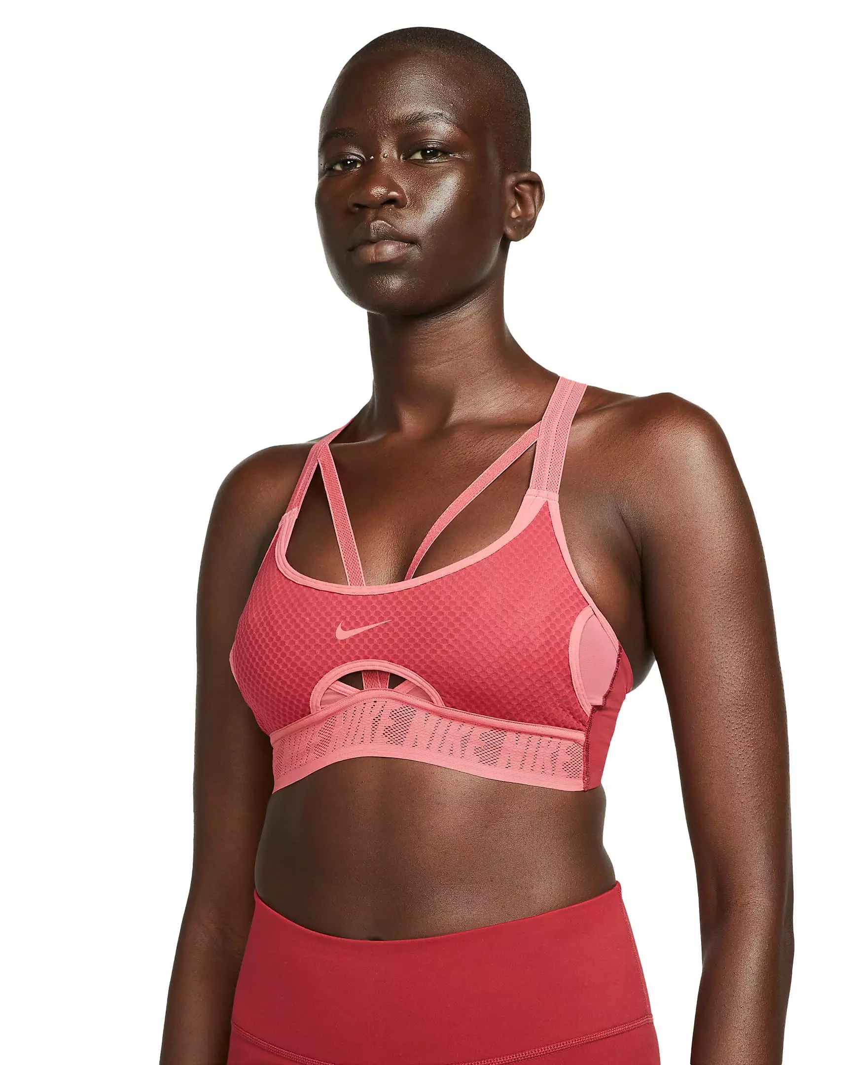 Nike Training Pro Dri-FIT Indy sports bra in red