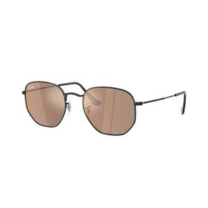 Ray-Ban Hexagonal Flat Lenses Brown Mirror Bronze Sunglasses &ndash; Polished Black