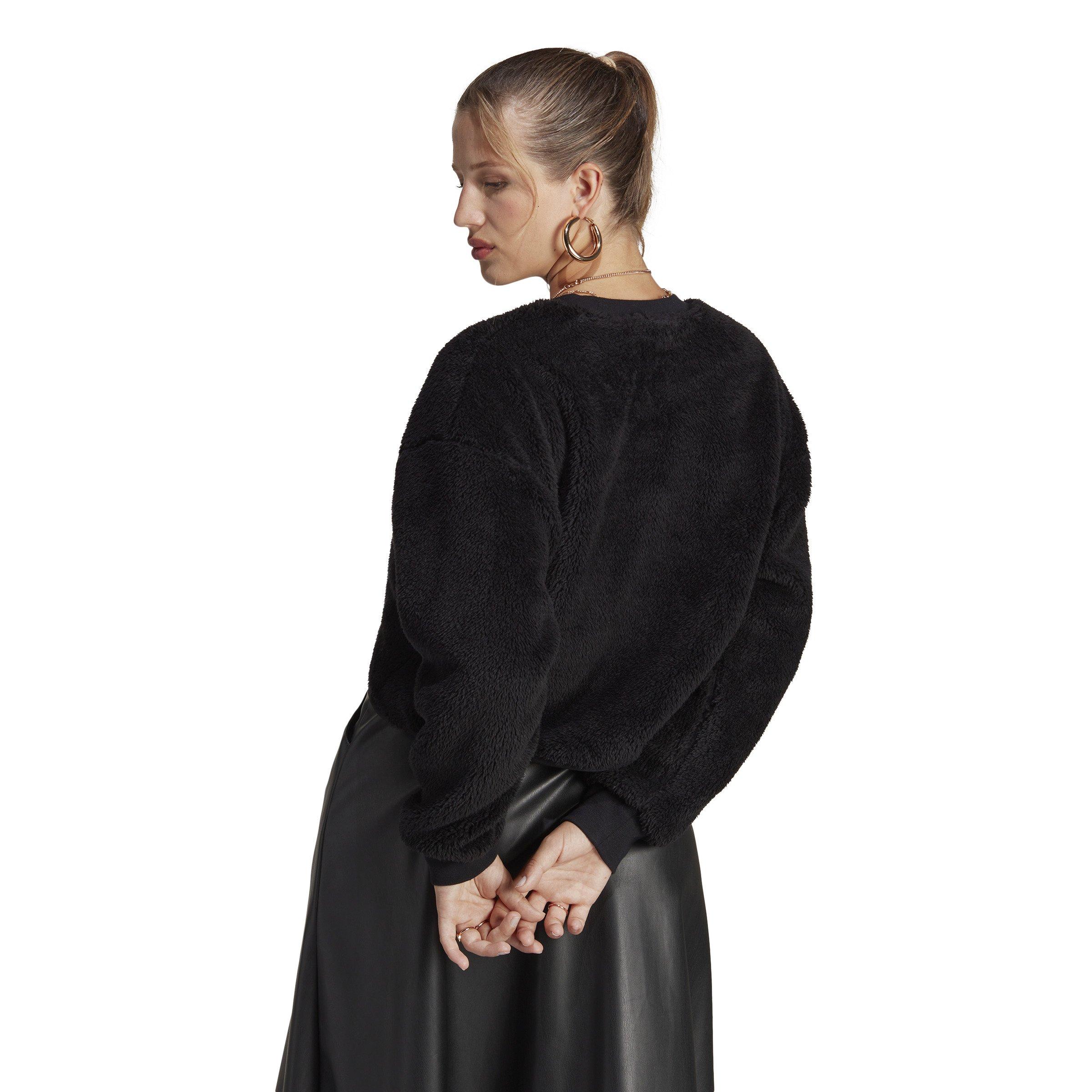 adidas Women's Originals Essentials+ Fluffy Teddy Sweater-Black - Hibbett |  City Gear