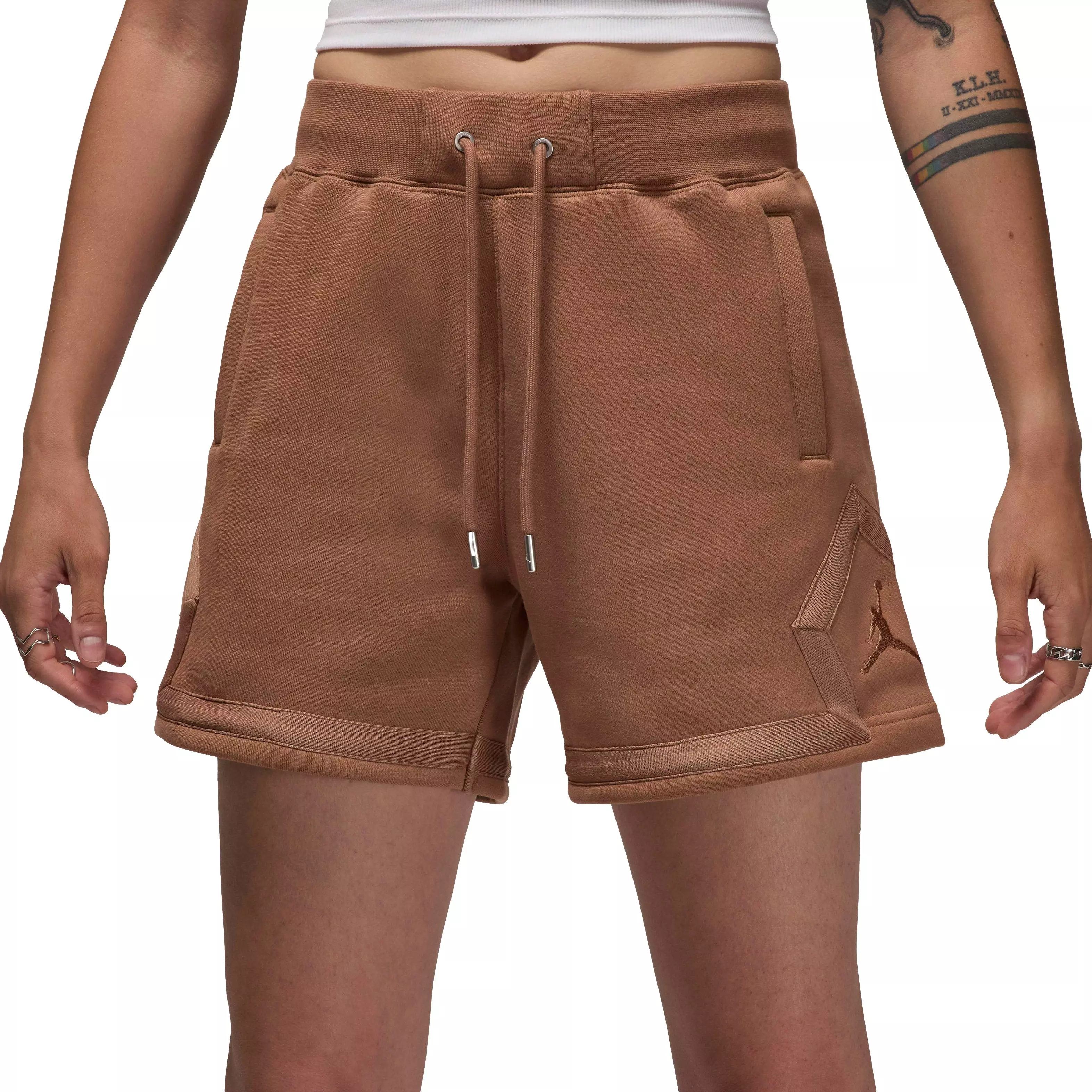 Jordan Women's Flight Fleece Diamond Shorts - BROWN