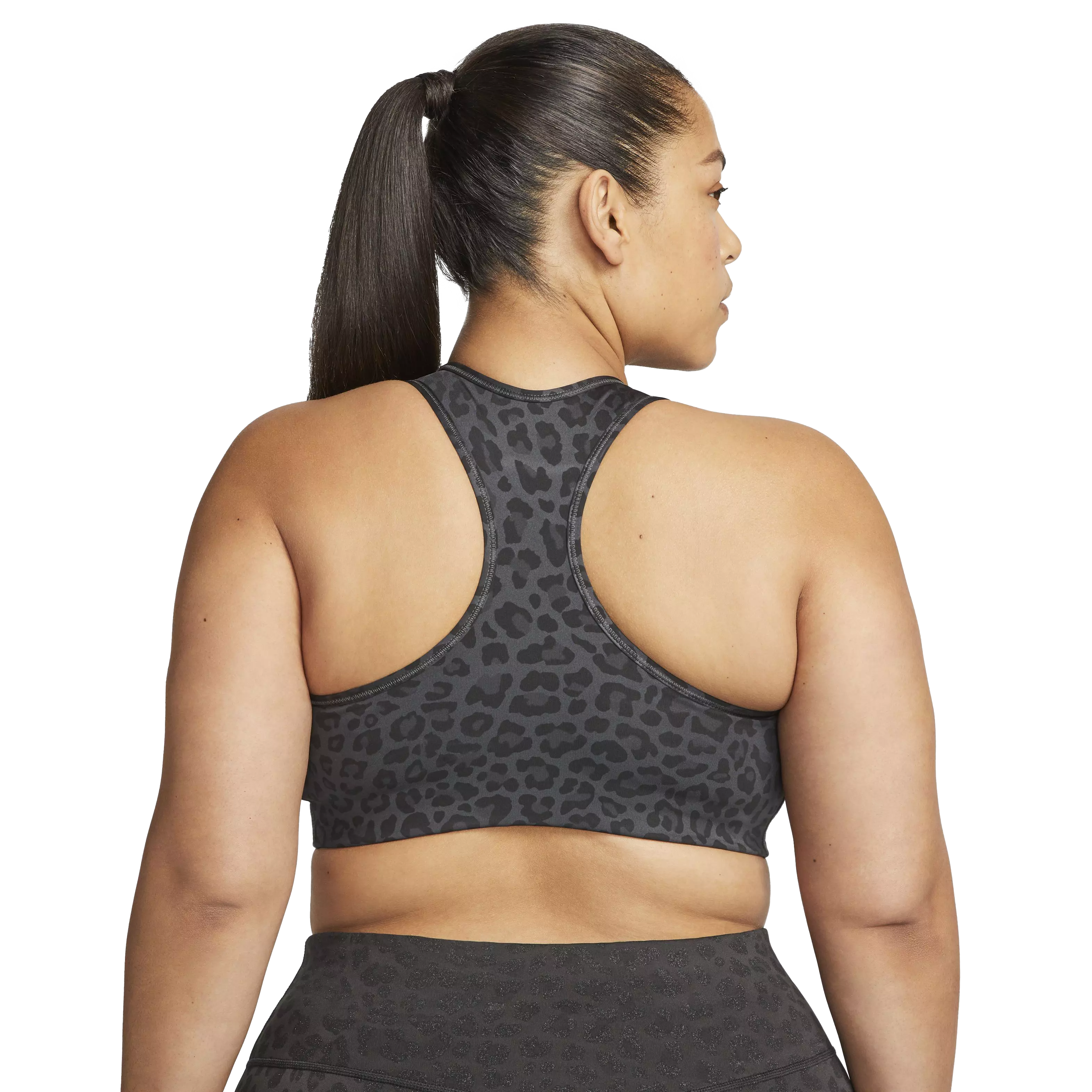 Nike Women's Dri-FIT Swoosh Leopard AOP Sports Bra - GREY