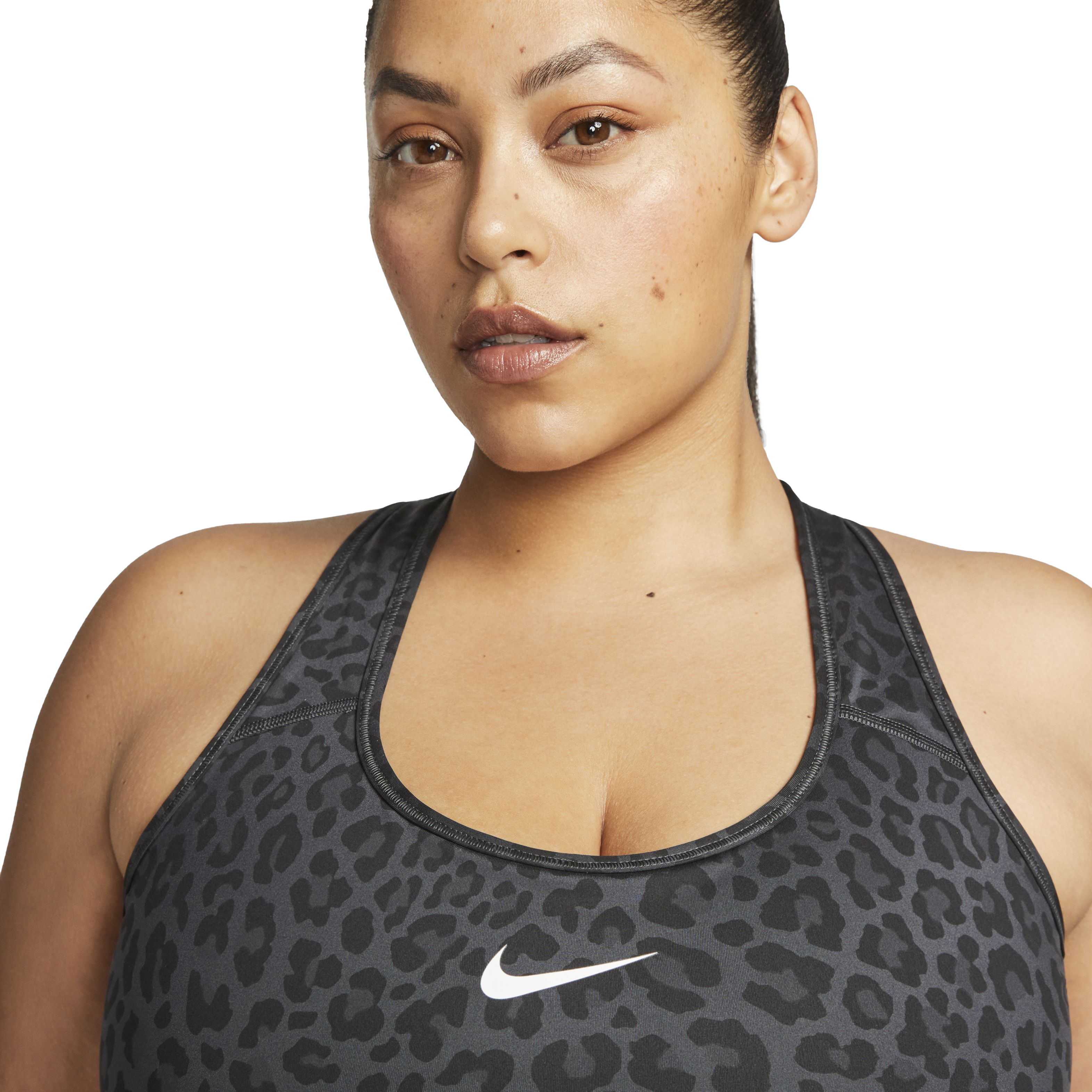 Nike Women's Dri-FIT Swoosh Leopard AOP Sports Bra - GREY Thumbnail View 3