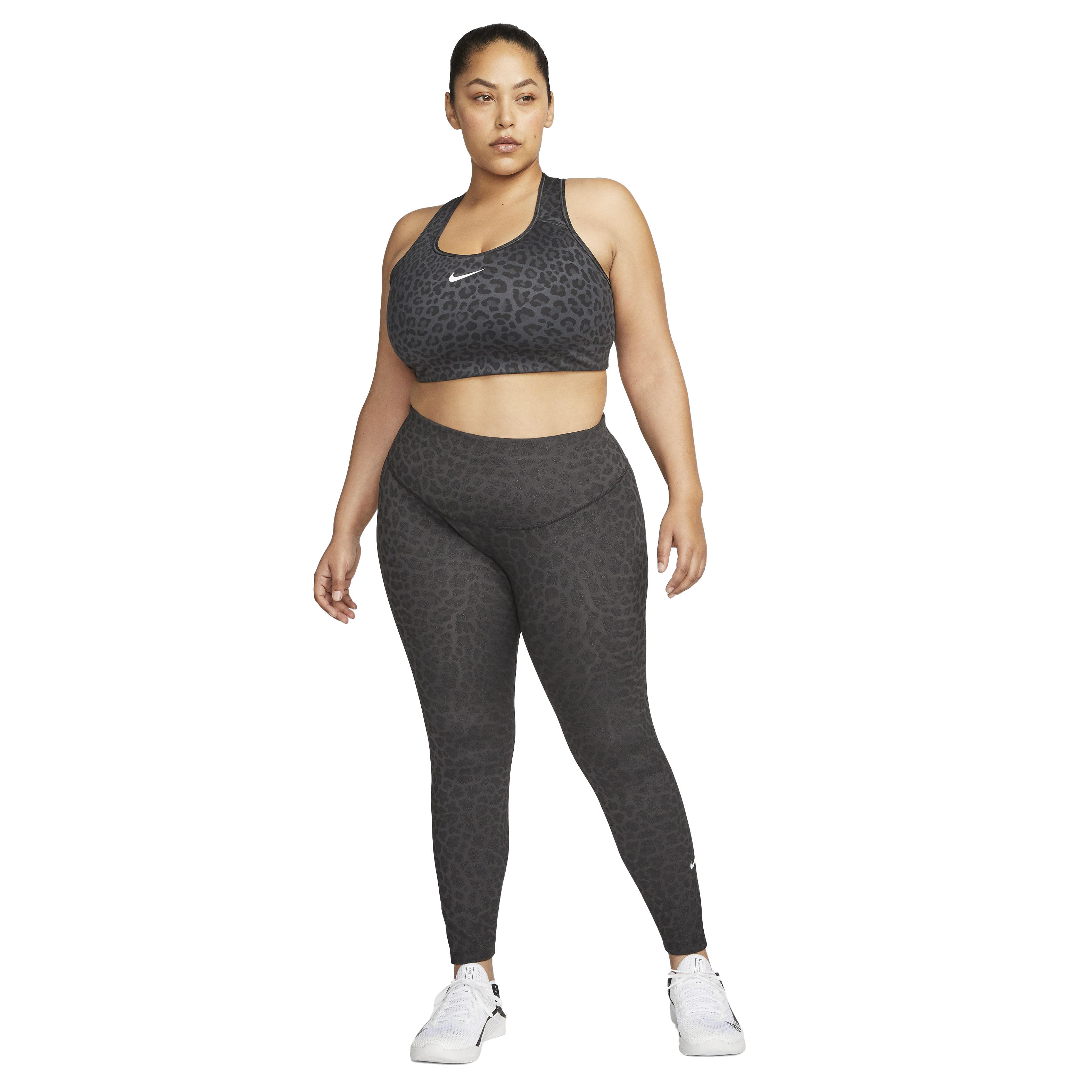 Nike Women's Dri-FIT Swoosh Leopard AOP Sports Bra - GREY Thumbnail View 4