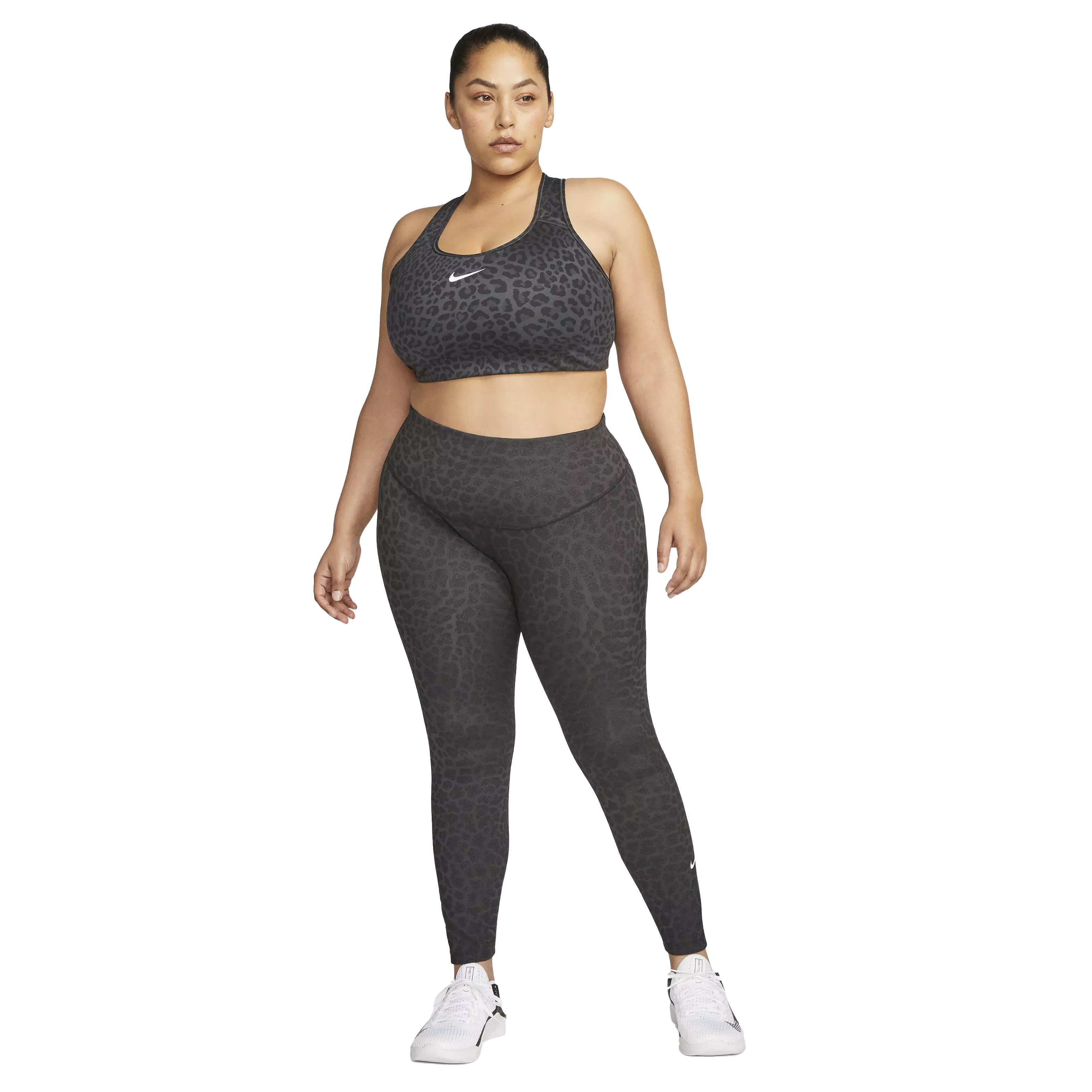 Nike Women's Dri-FIT Swoosh Leopard AOP Sports Bra - GREY