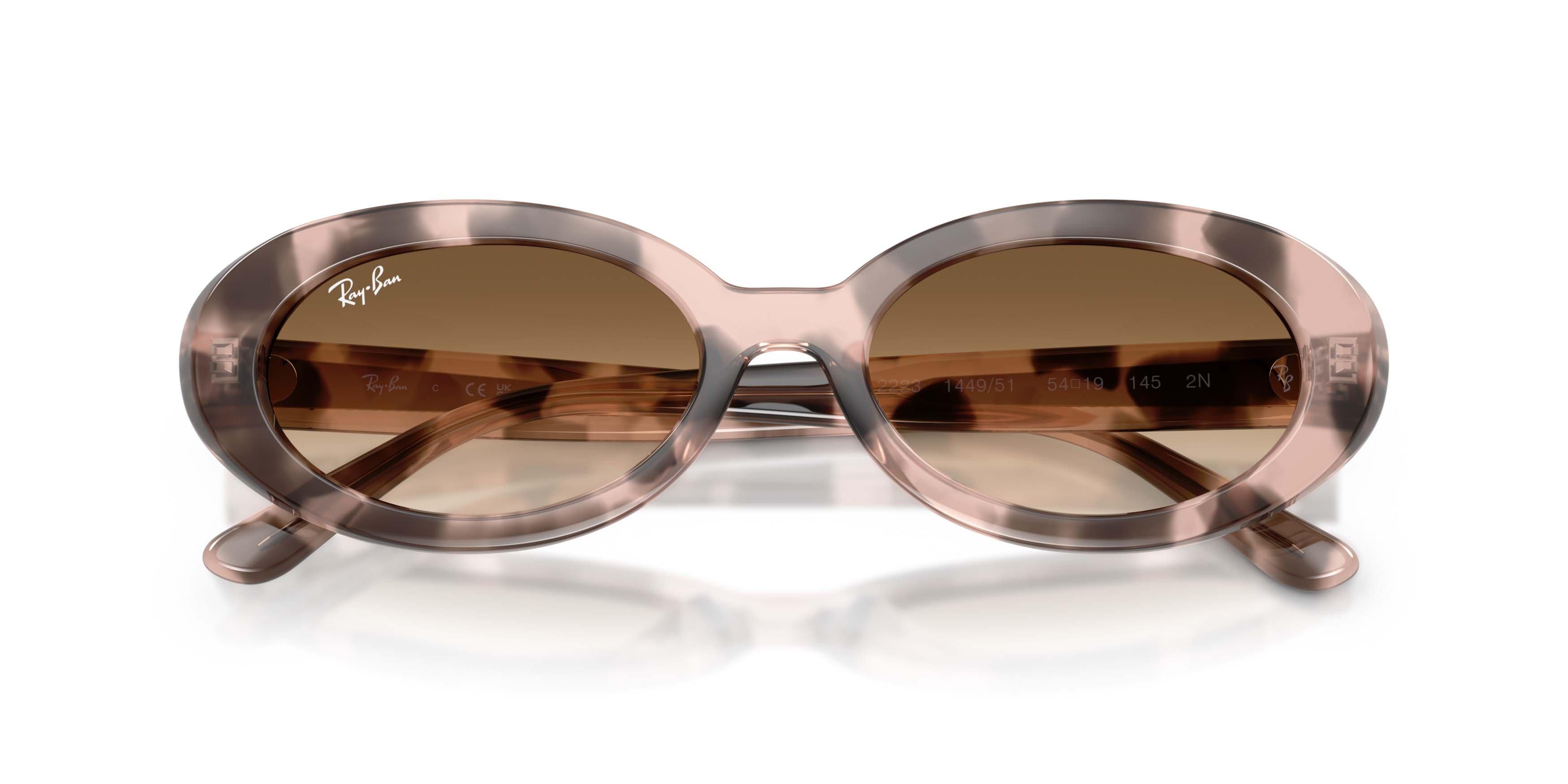Ray-Ban RB2223 Clear Gradient Brown Sunglasses &ndash; Polished Opal Pink Havana - PINK/BROWN Thumbnail View 4