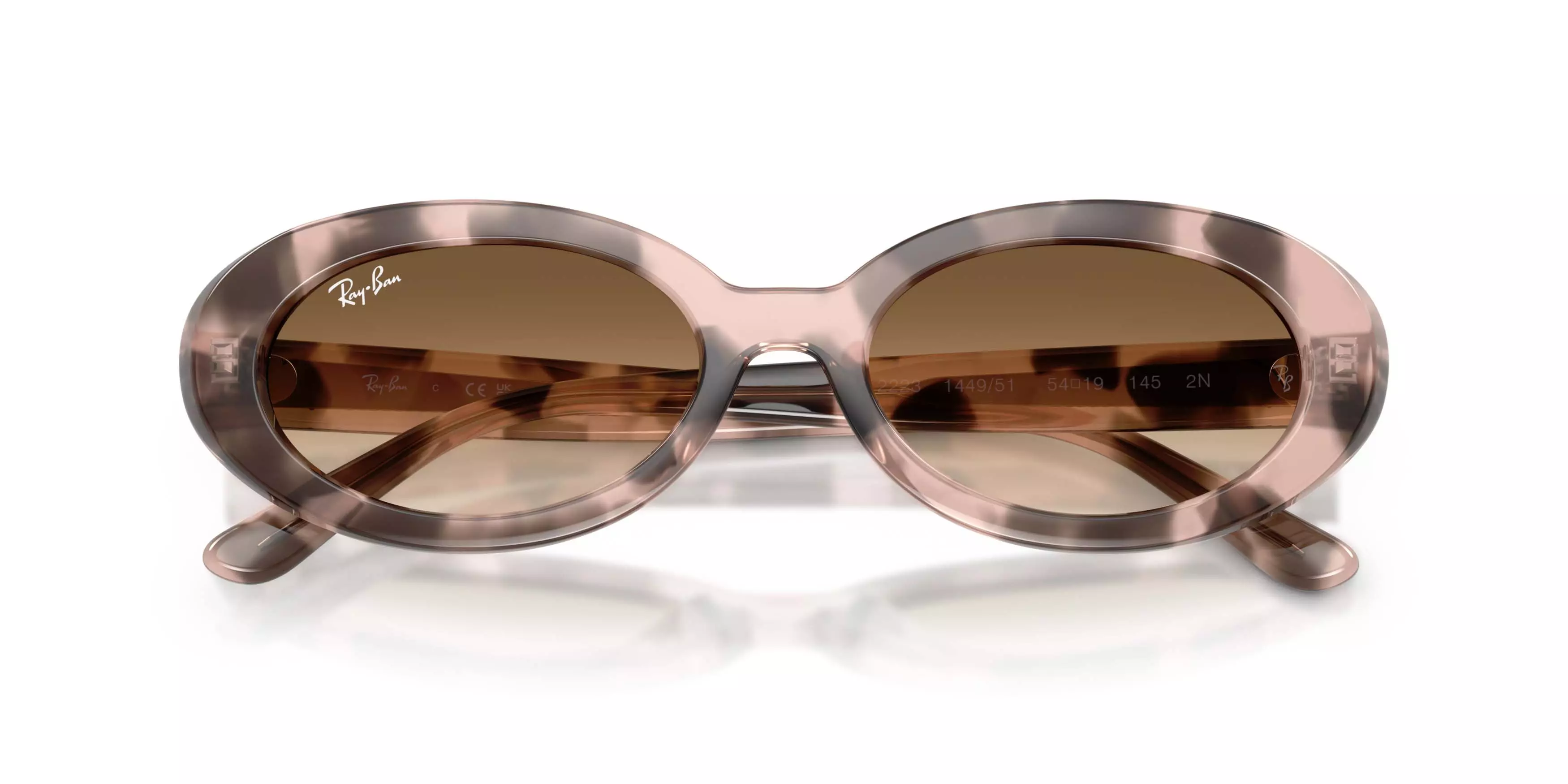 Ray-Ban RB2223 Clear Gradient Brown Sunglasses &ndash; Polished Opal Pink Havana - PINK/BROWN