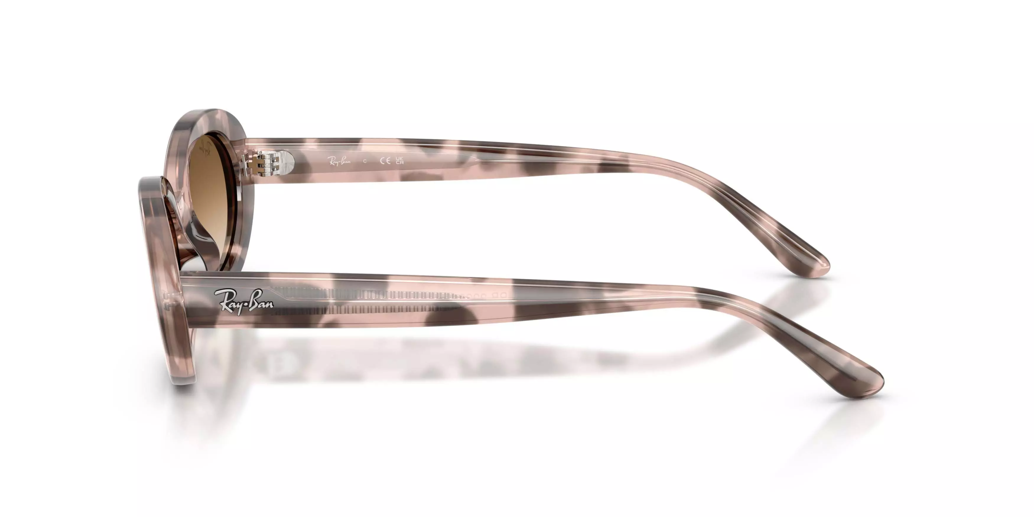 Ray-Ban RB2223 Clear Gradient Brown Sunglasses &ndash; Polished Opal Pink Havana - PINK/BROWN