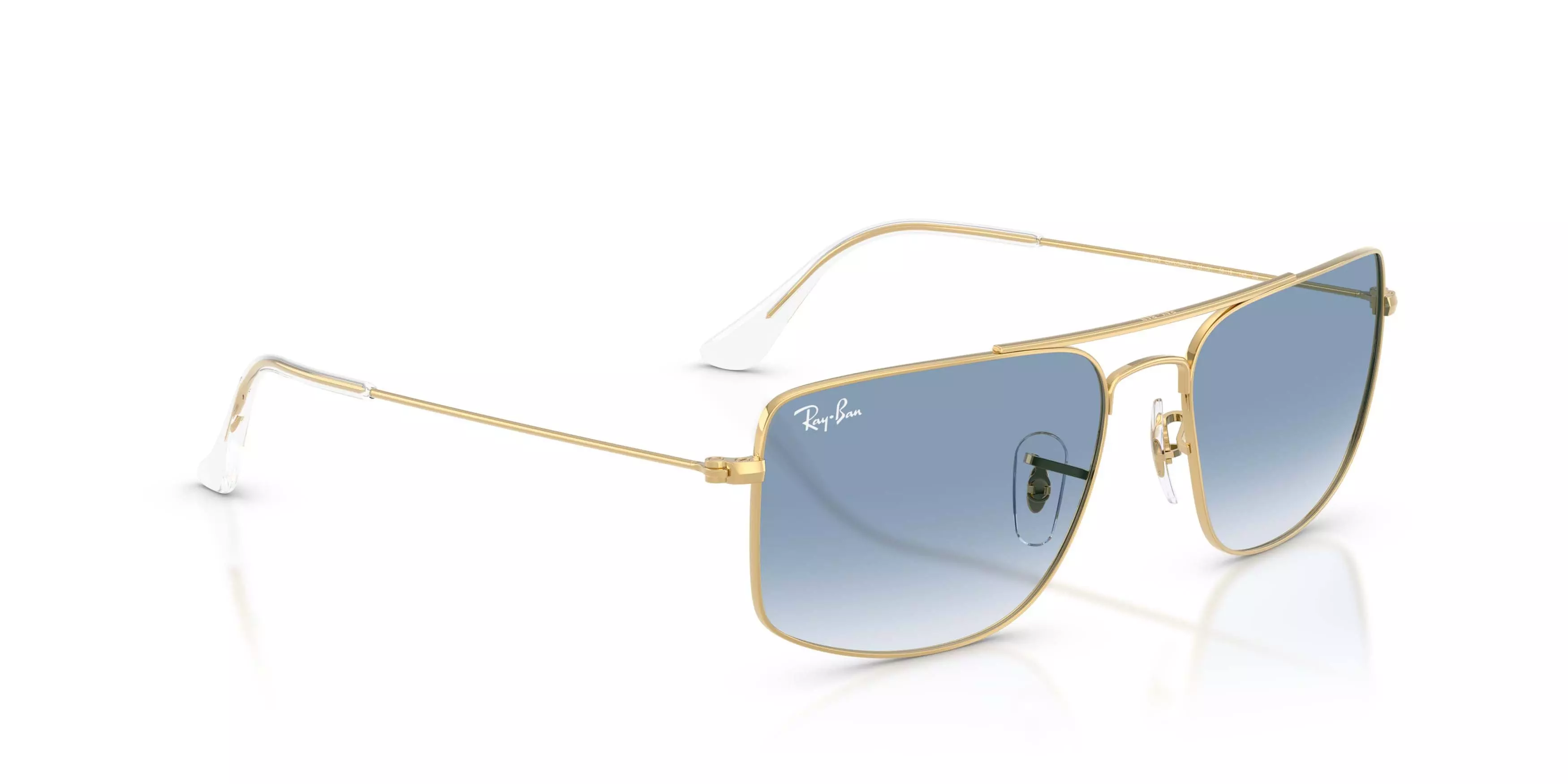 Ray-Ban Explorer III Clear Gradient Blue Sunglasses &ndash; Polished Arista Gold - GOLD/BLUE