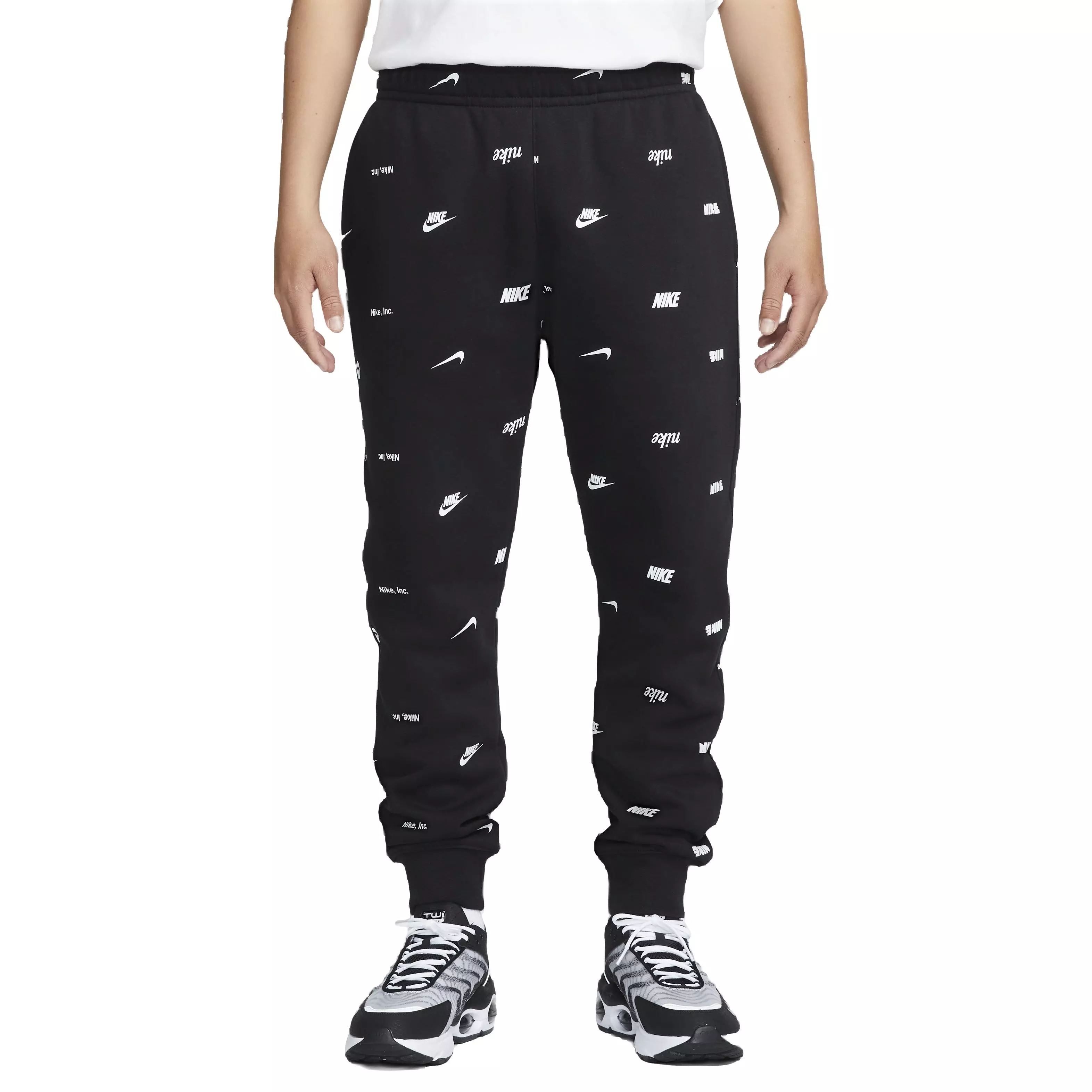 Nike Men's Club Fleece Brushed-Back Allover Print Joggers - BLACK