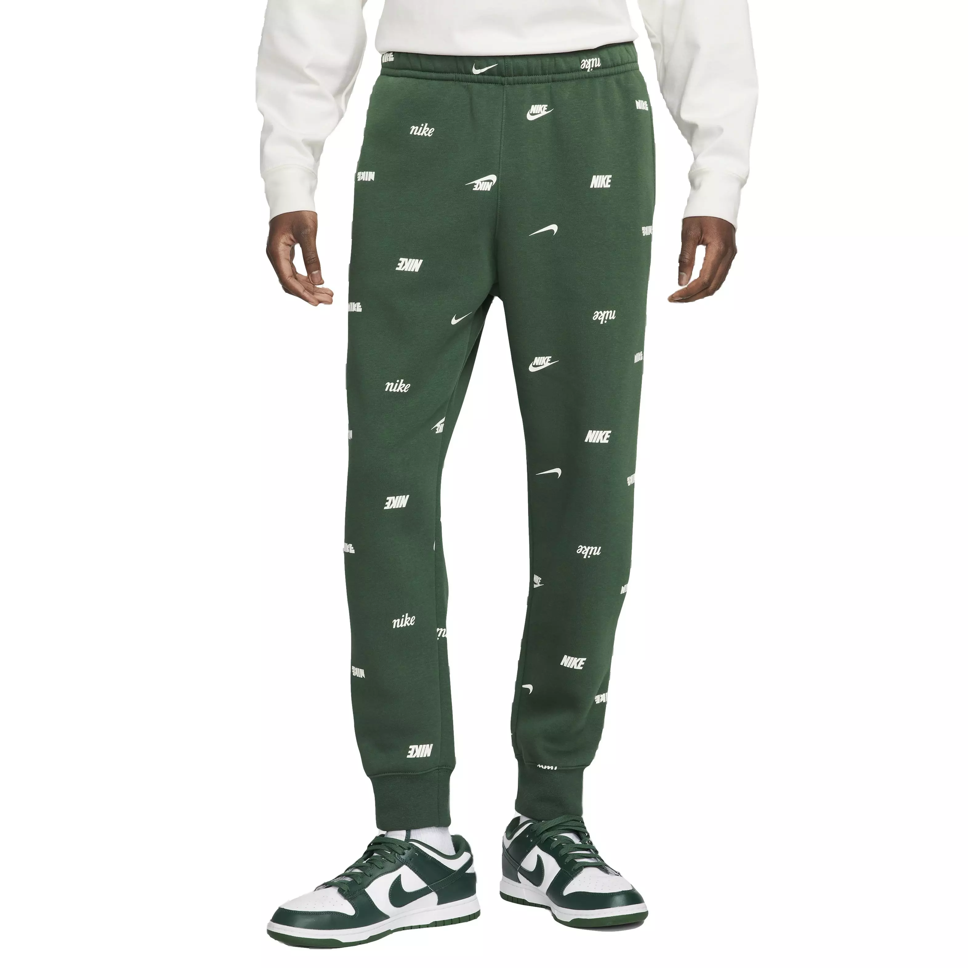 Nike Men's Club Fleece Brushed-Back Allover Print Joggers - GREEN