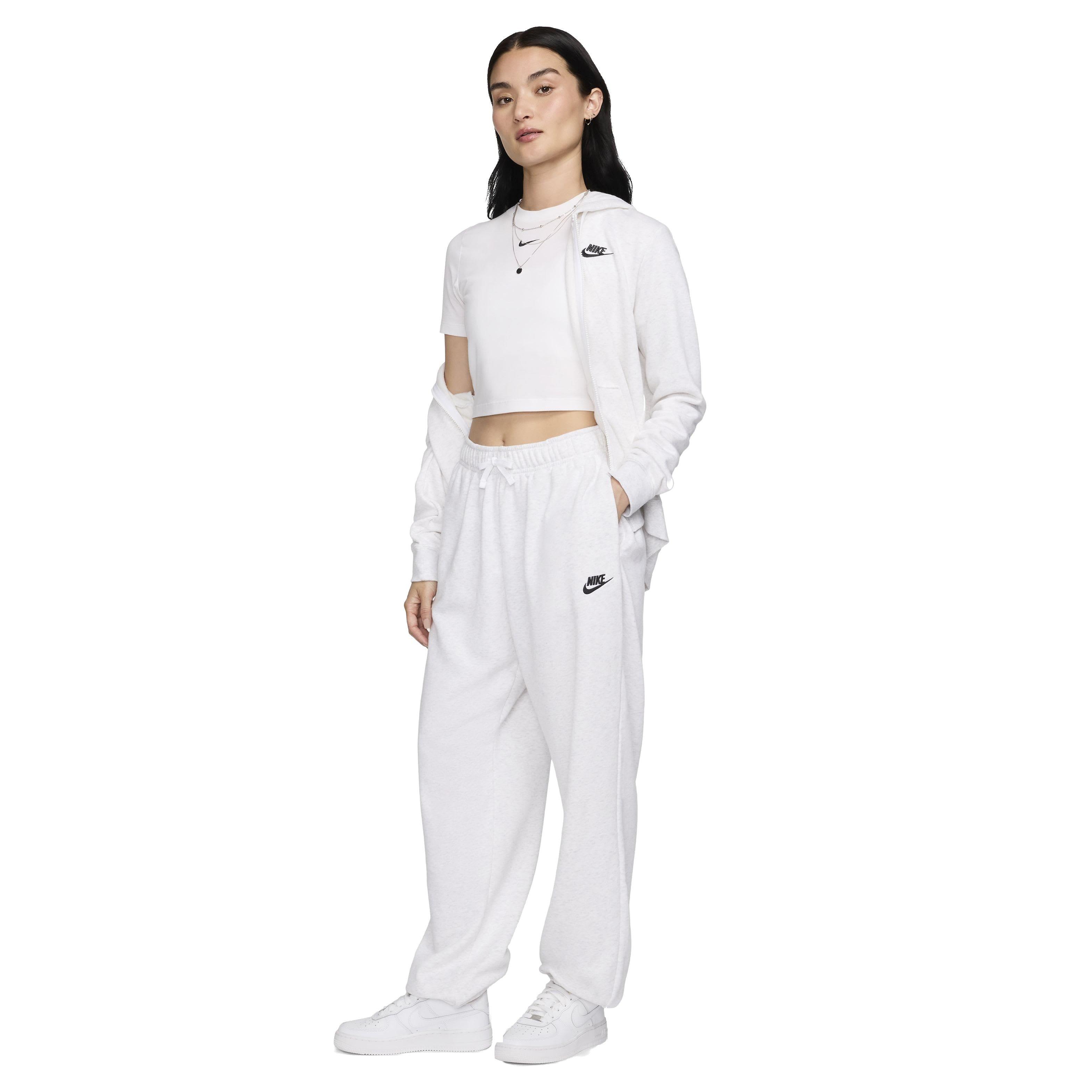 Nike Women's Sportswear Club Fleece Mid-Rise Oversized Sweatpants - WHITE Thumbnail View 5