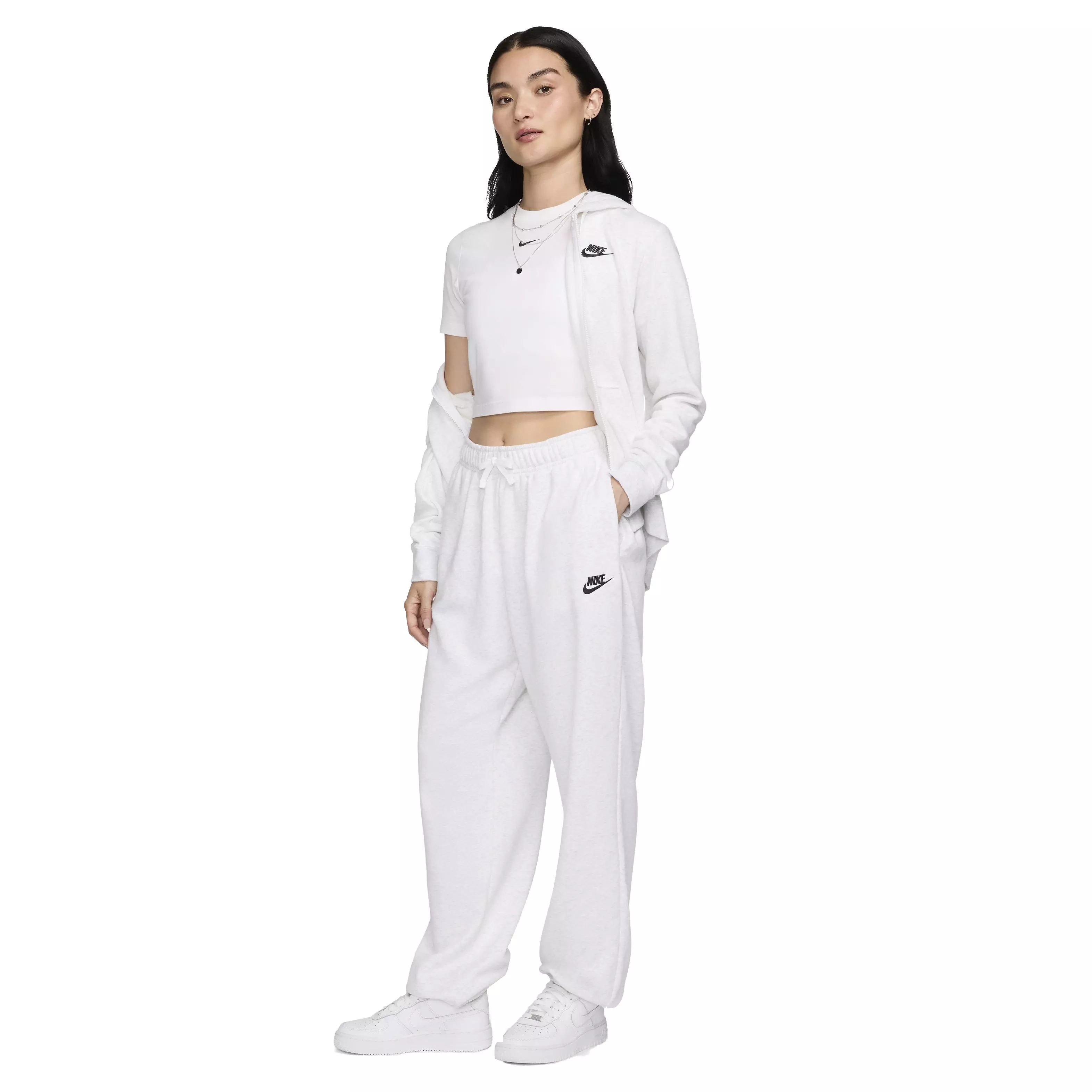 Nike Women's Sportswear Club Fleece Mid-Rise Oversized Sweatpants - WHITE
