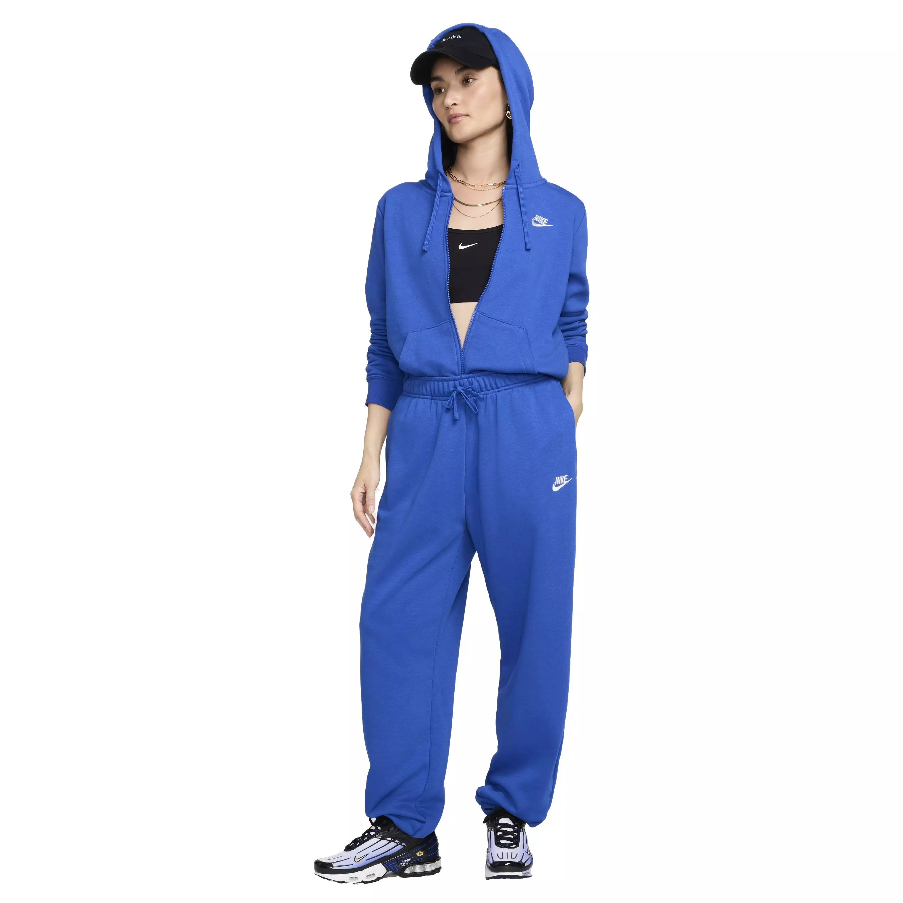 Nike Women's Sportswear Club Fleece Mid-Rise Oversized Sweatpants - BLUE
