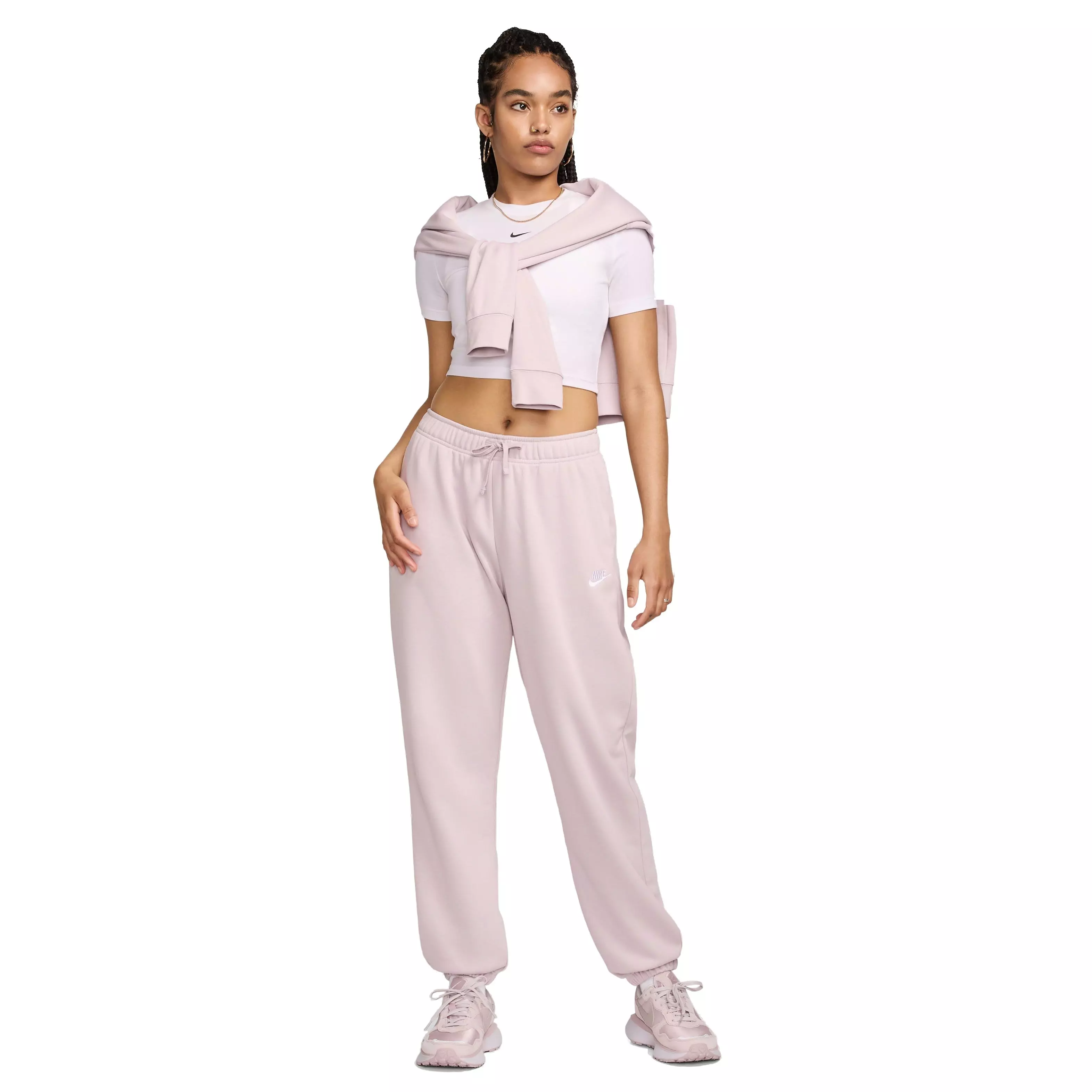 Nike Women's Sportswear Club Fleece Mid-Rise Oversized Sweatpants - LIGHT PURPLE