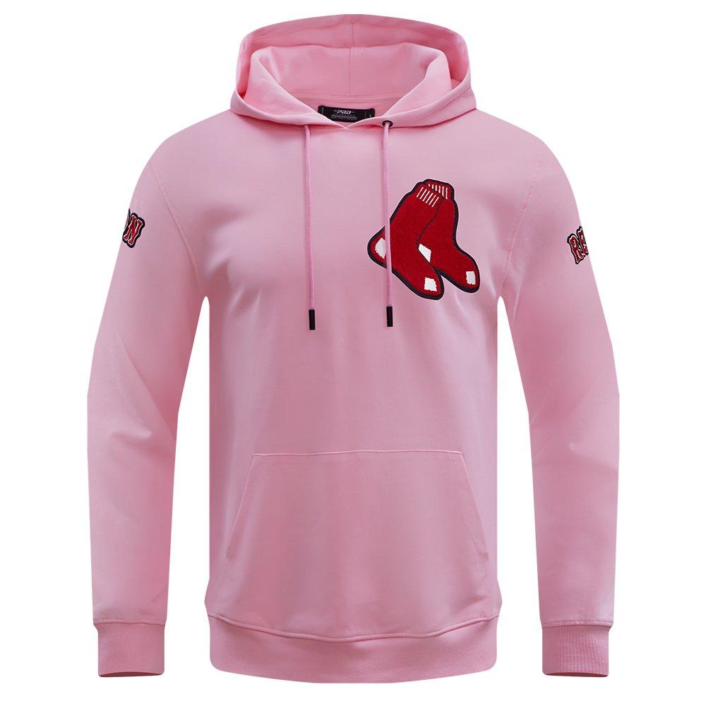 Pro Standard Men's MLB Boston Red Sox Chenille Pullover Hoodie - PINK Thumbnail View 1