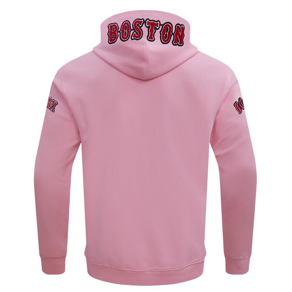 Pro Standard Men's MLB Boston Red Sox Chenille Pullover Hoodie - PINK Thumbnail View 2