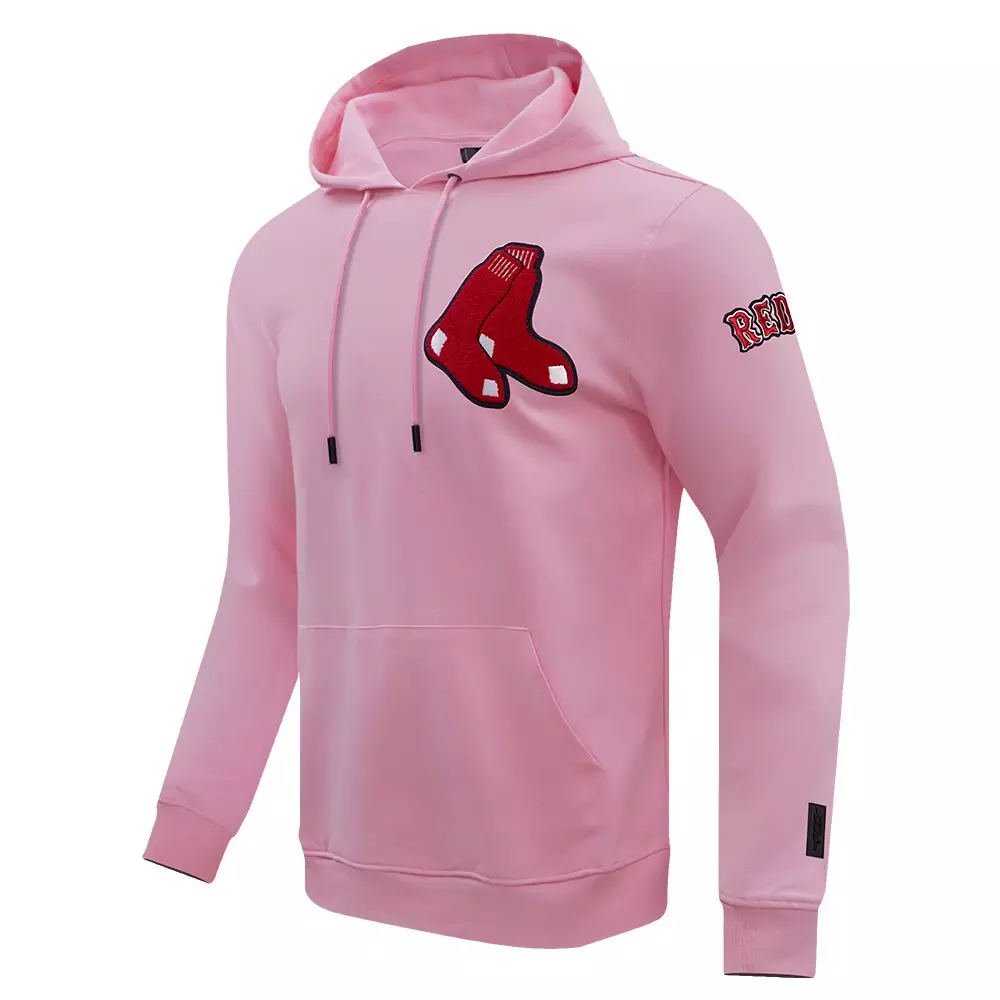 Pro Standard Men's MLB Boston Red Sox Chenille Pullover Hoodie - PINK