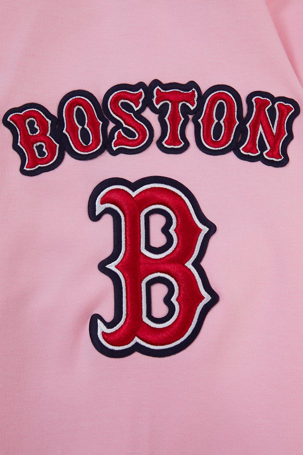 Pro Standard Men's MLB Boston Red Sox Chenille Pullover Hoodie - PINK Thumbnail View 8