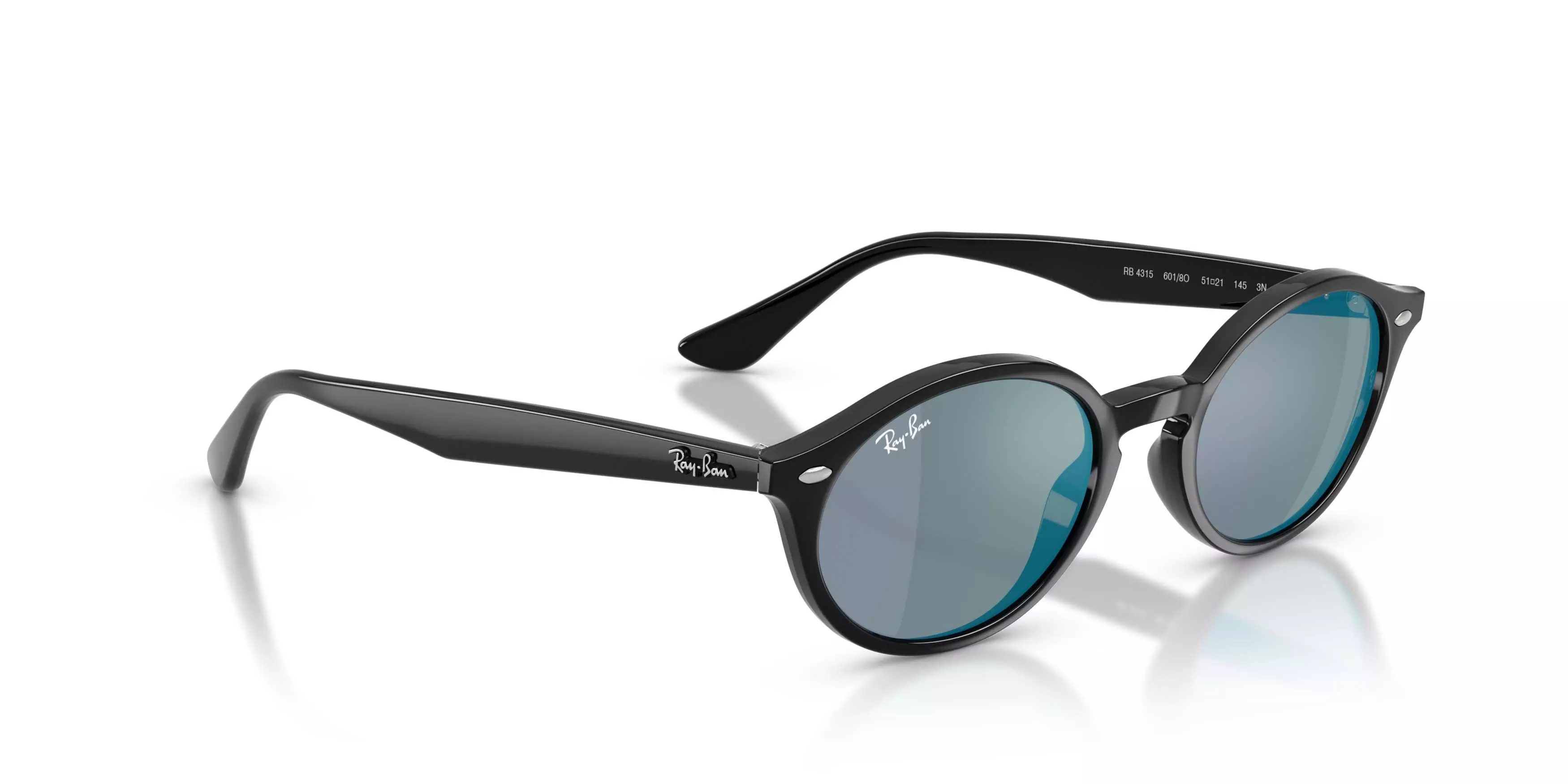 Ray-Ban RB4315 Brown Mirror Turchese Sunglasses &ndash; Black - BLACK/BLUE