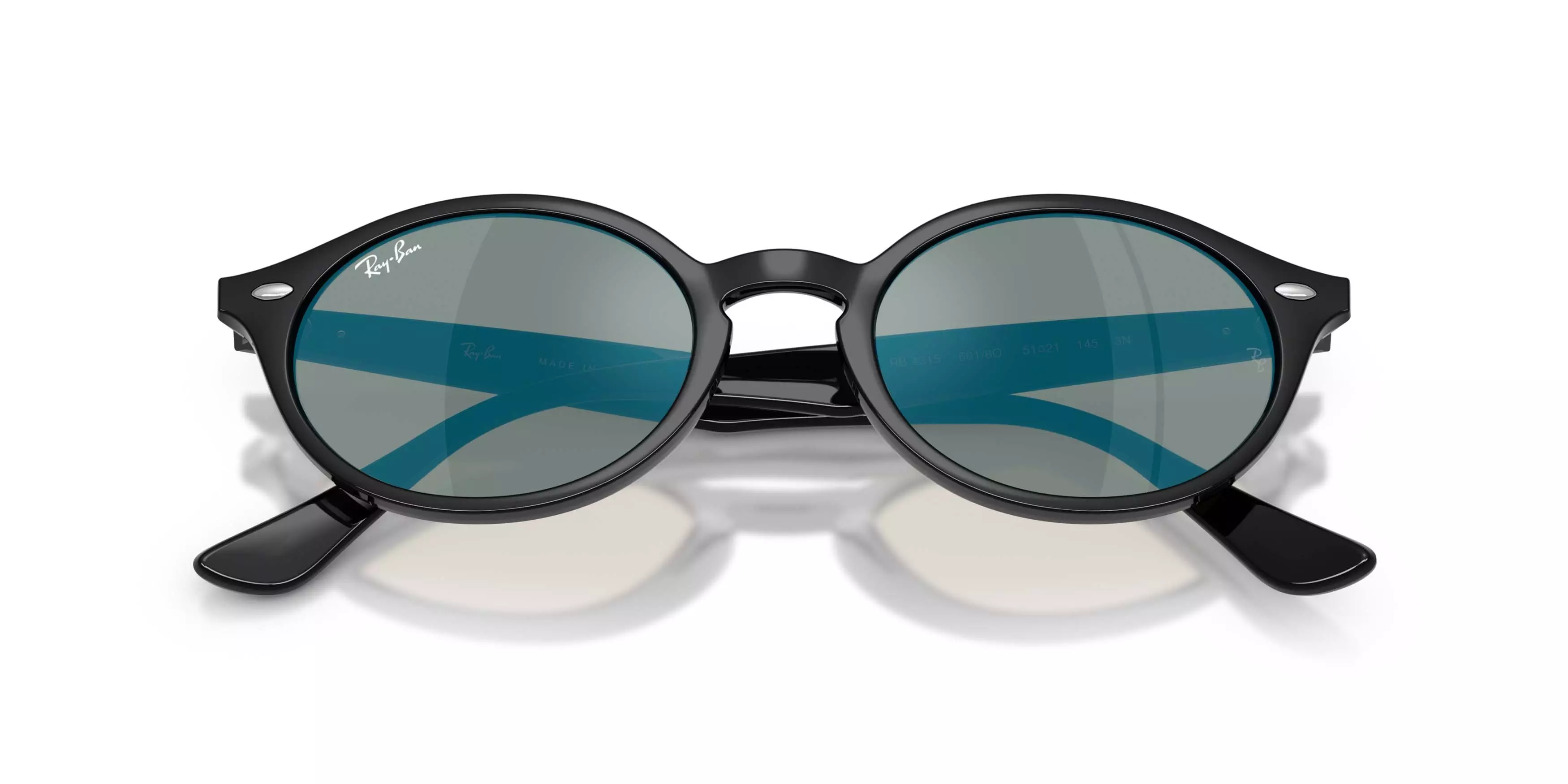 Ray-Ban RB4315 Brown Mirror Turchese Sunglasses &ndash; Black - BLACK/BLUE