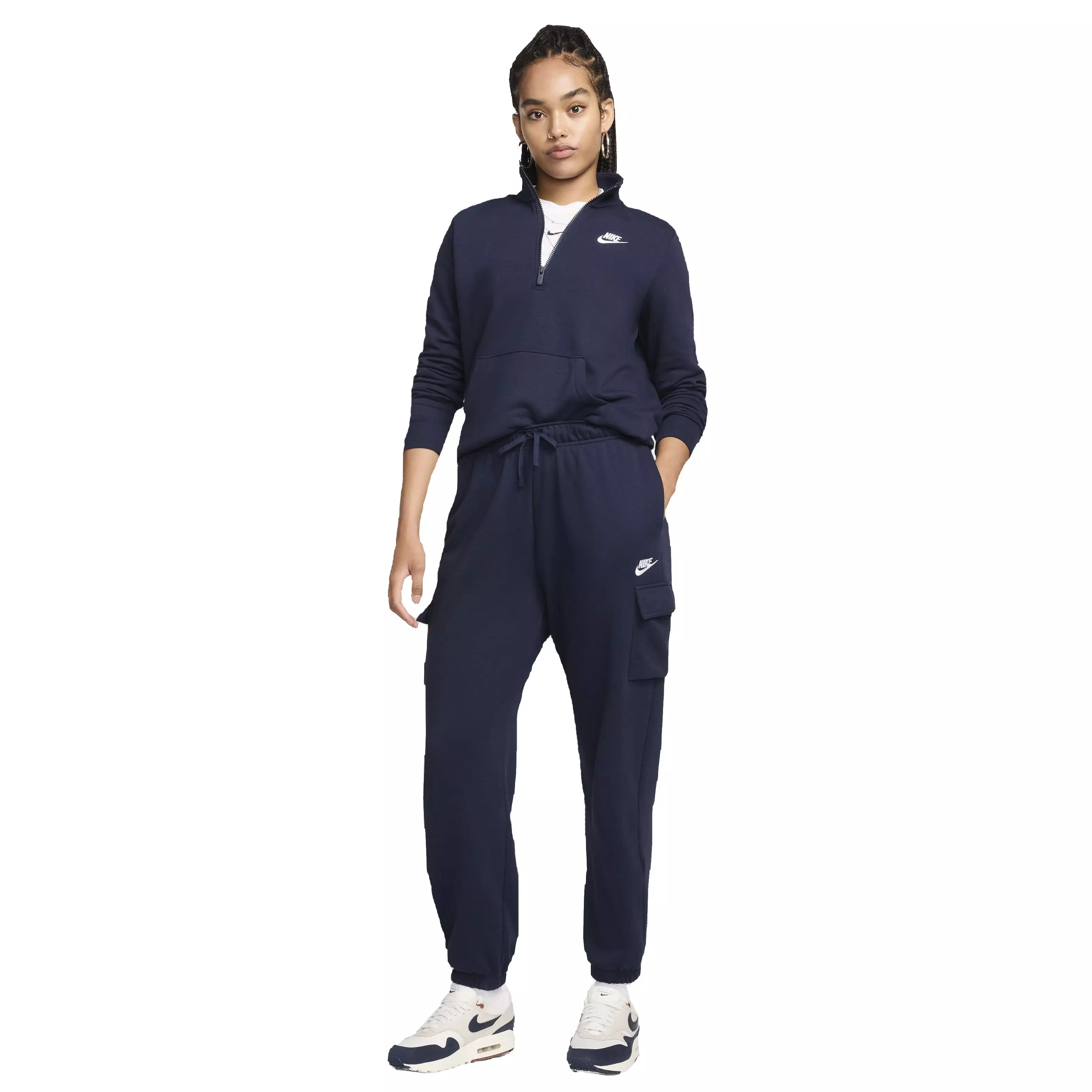 Nike Women's Sportswear Club Fleece Mid-Rise Oversized Cargo Sweatpants - Blue - BLUE
