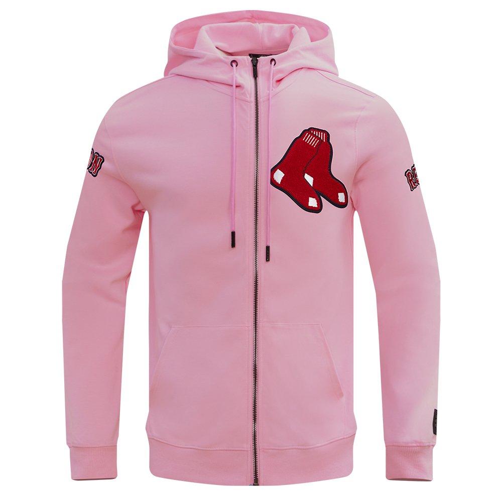 Pro Standard Men's MLB Boston Red Sox Classic Chenille Full-Zip Hooded Jacket - PINK Thumbnail View 1