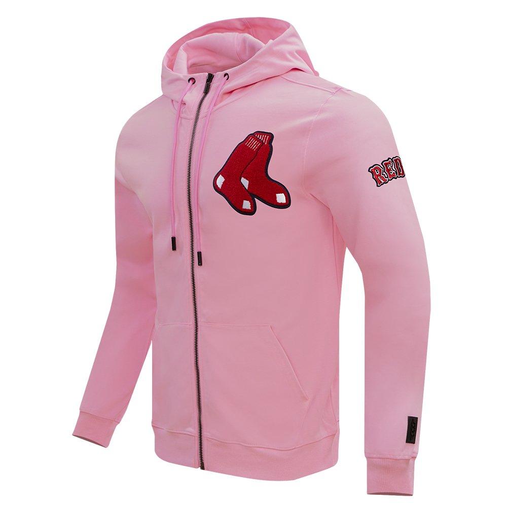 Pro Standard Men's MLB Boston Red Sox Classic Chenille Full-Zip Hooded Jacket - PINK Thumbnail View 3