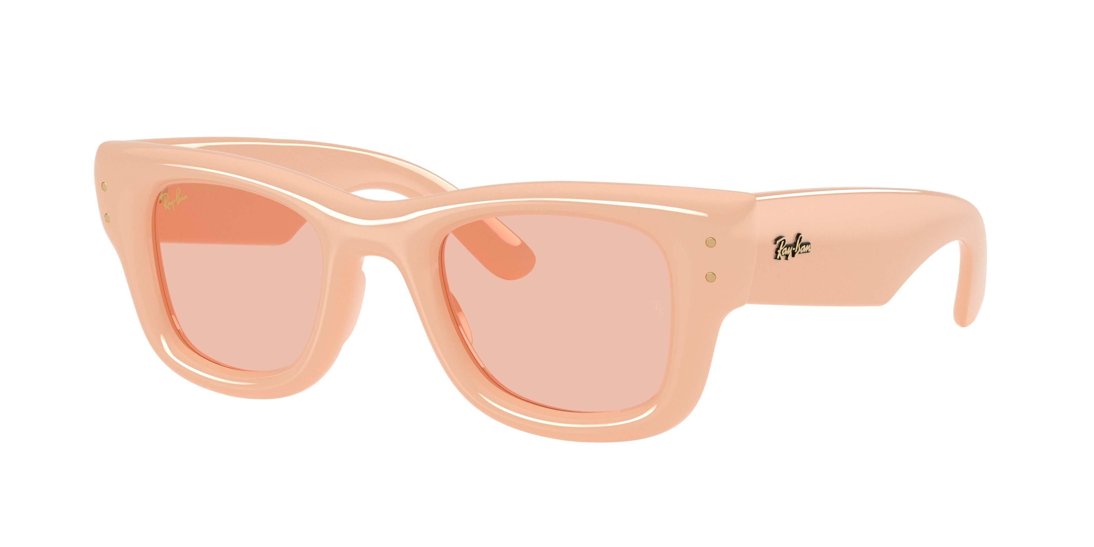 Ray-Ban Wayfarer Puffer Dark Pink Sunglasses &ndash; Polished Solid Nude - PINK Thumbnail View 1