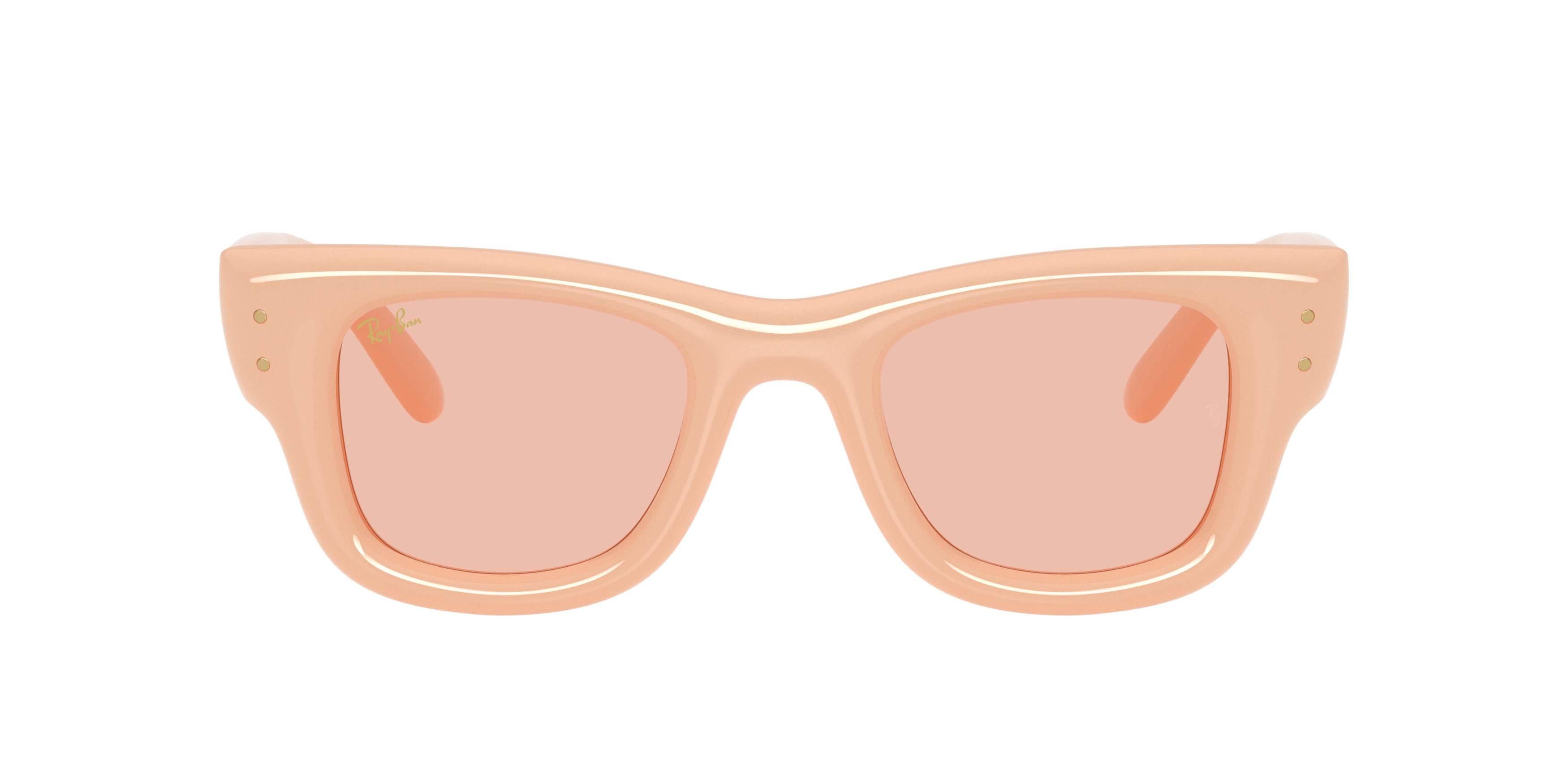 Ray-Ban Wayfarer Puffer Dark Pink Sunglasses &ndash; Polished Solid Nude - PINK Thumbnail View 2