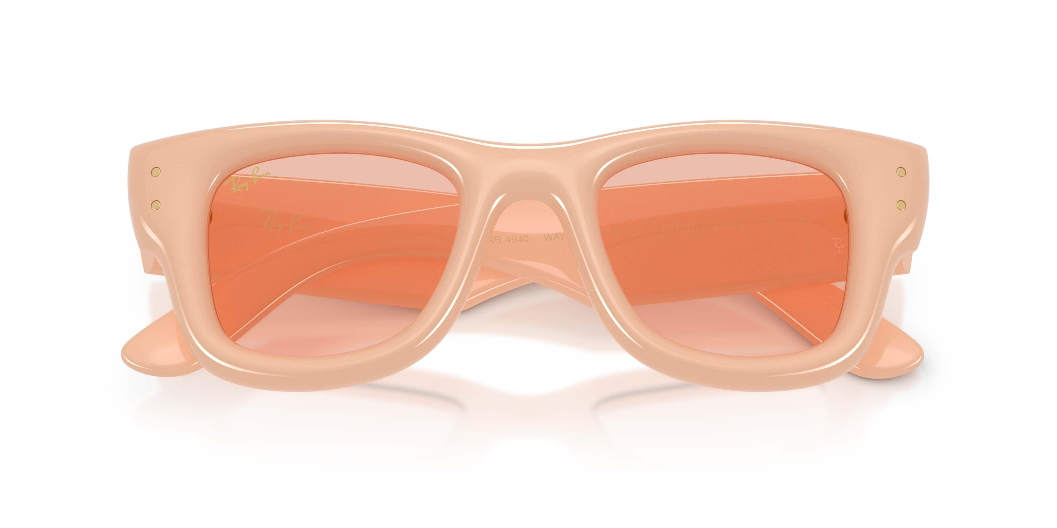 Ray-Ban Wayfarer Puffer Dark Pink Sunglasses &ndash; Polished Solid Nude - PINK Thumbnail View 5