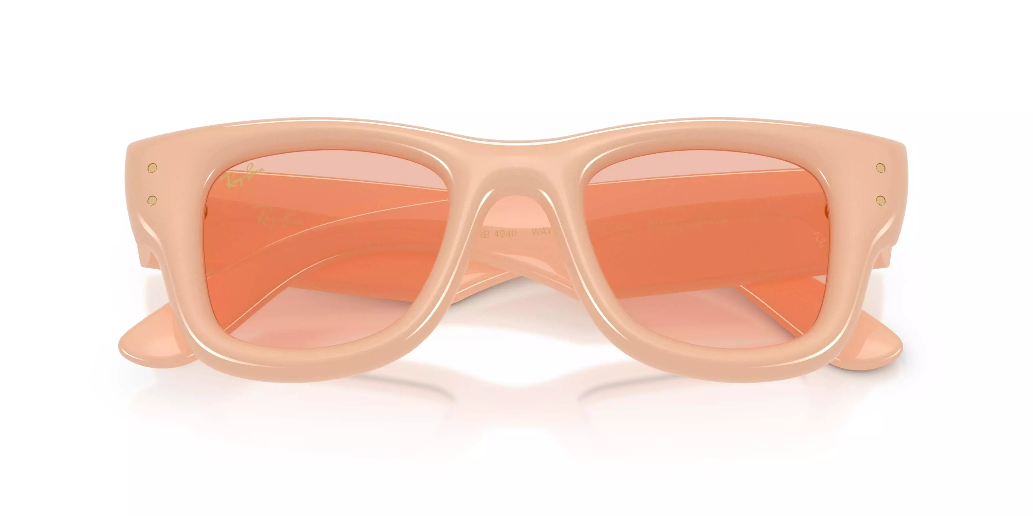 Ray-Ban Wayfarer Puffer Dark Pink Sunglasses &ndash; Polished Solid Nude - PINK