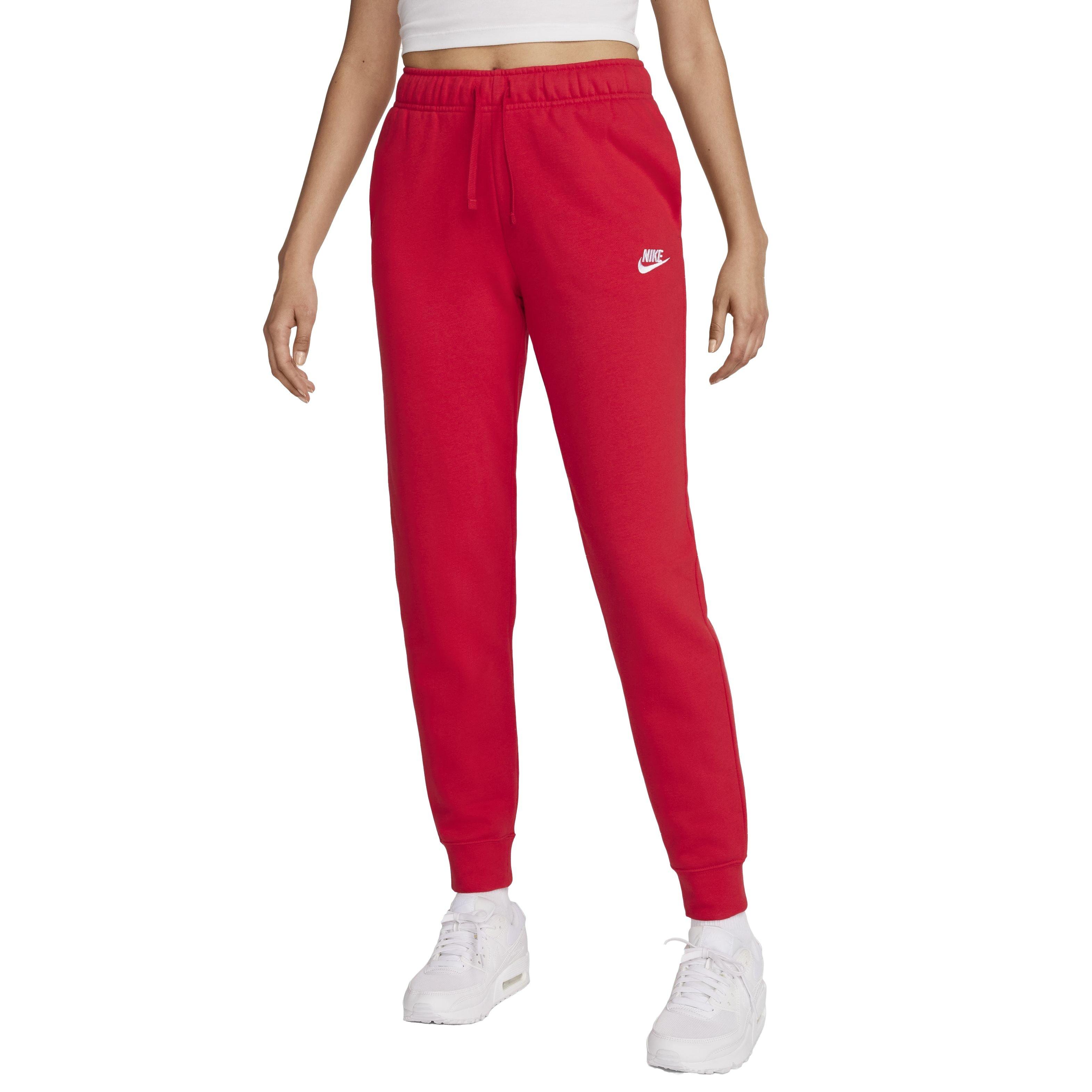 Nike Women's Sportswear Club Fleece Mid-Rise Joggers - RED Thumbnail View 1
