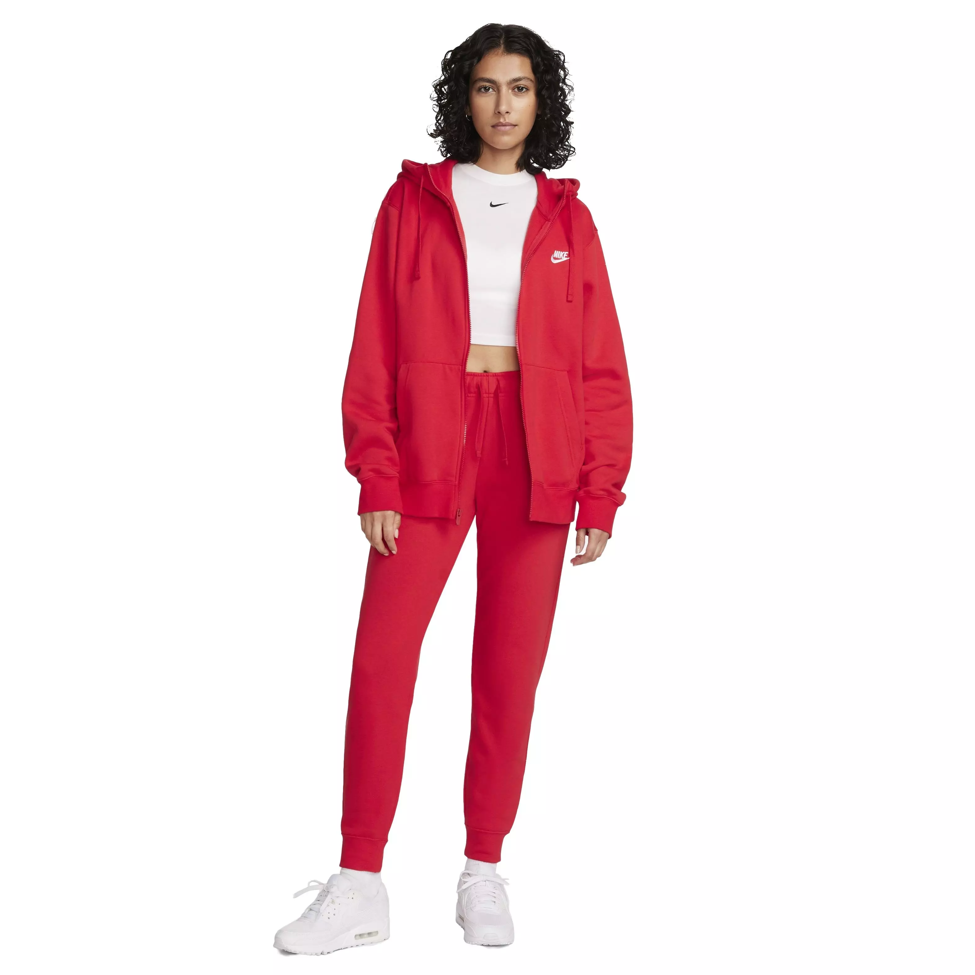 Nike Women's Sportswear Club Fleece Mid-Rise Joggers - RED