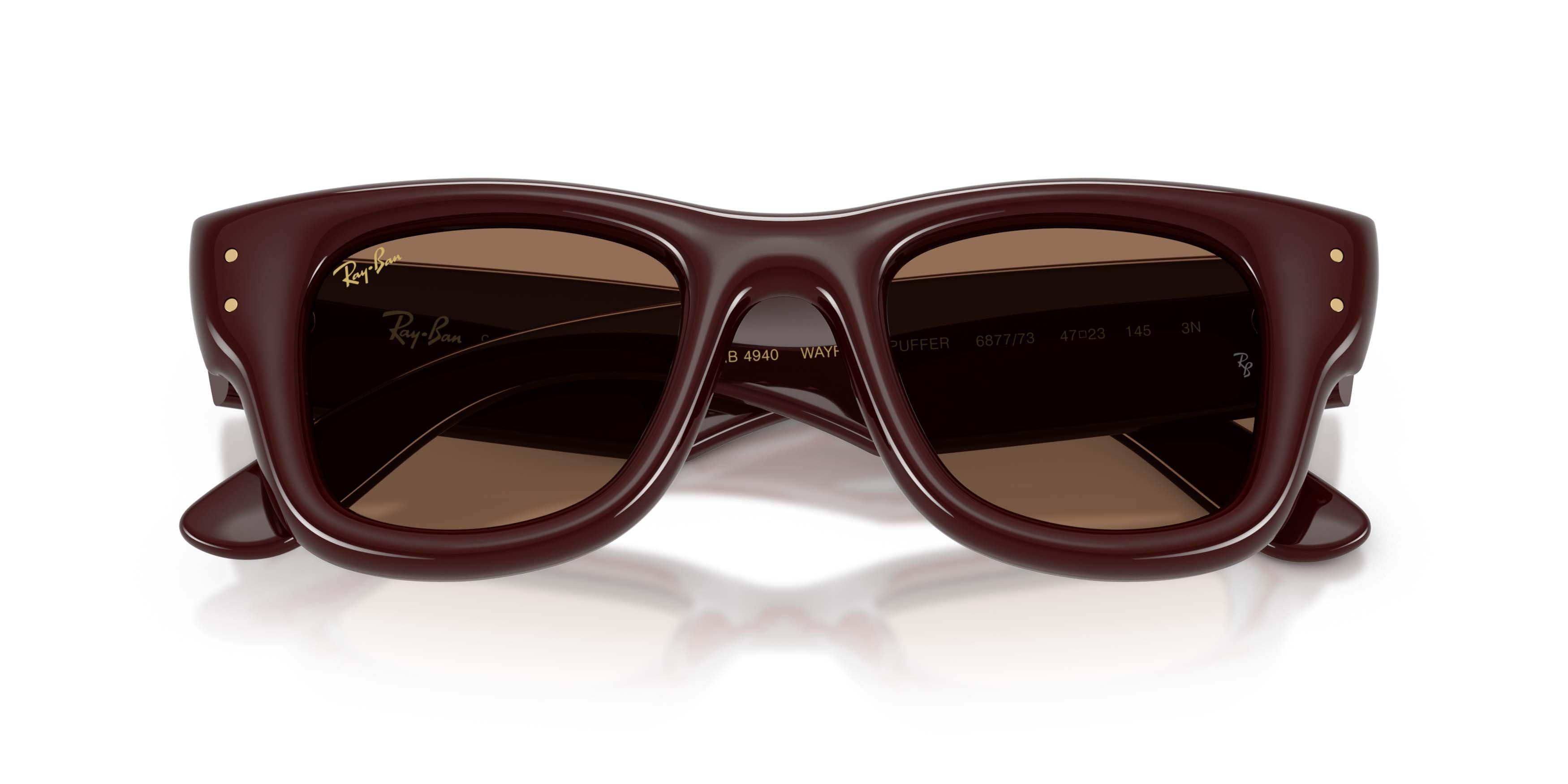 Ray-Ban Wayfarer Puffer Dark Brown Sunglasses &ndash; Polished Dark Brown - BROWN Thumbnail View 5