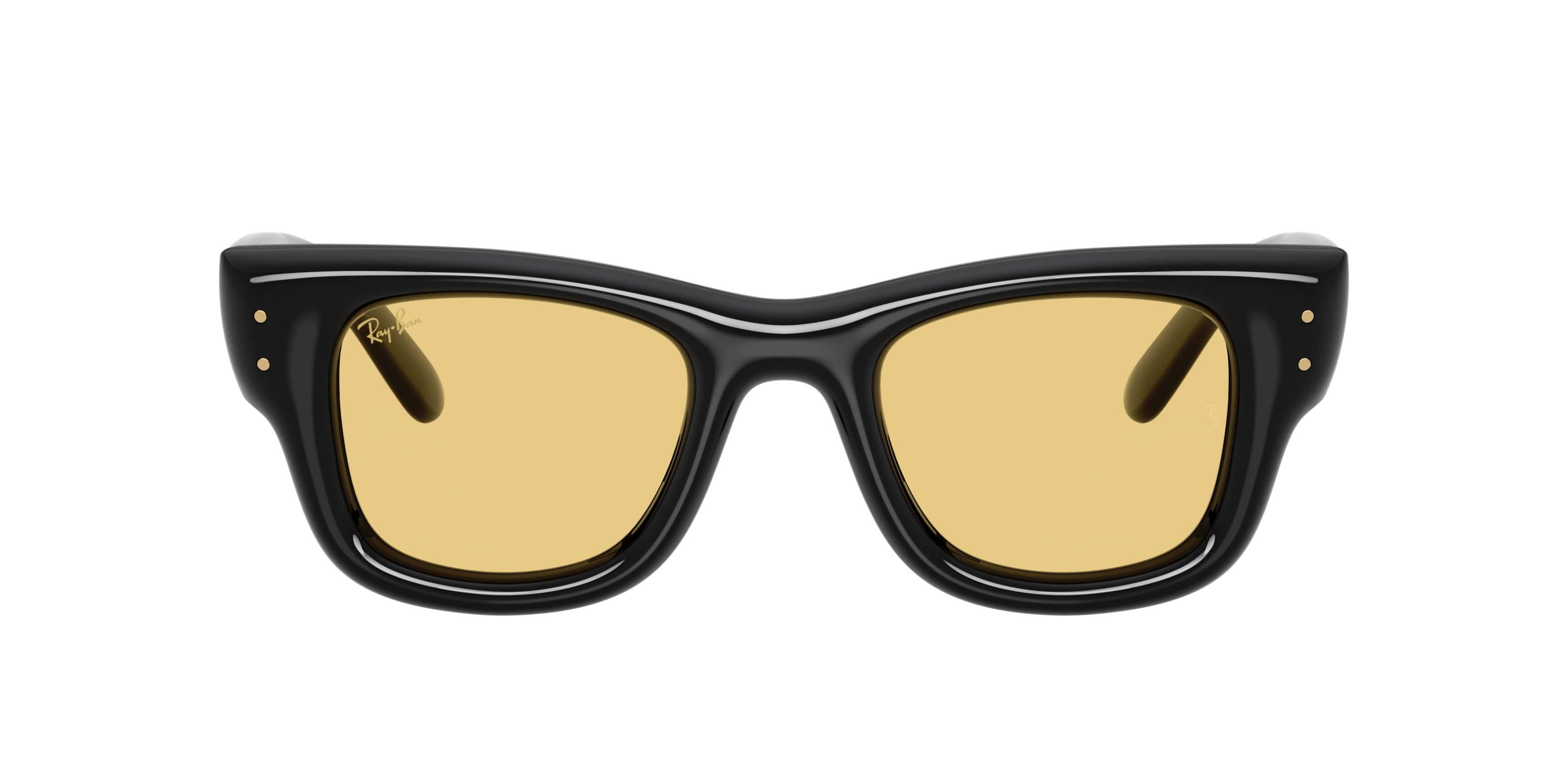 Ray-Ban Wayfarer Puffer Yellow Sunglasses &ndash; Polished Black - BLACK/YELLOW Thumbnail View 2