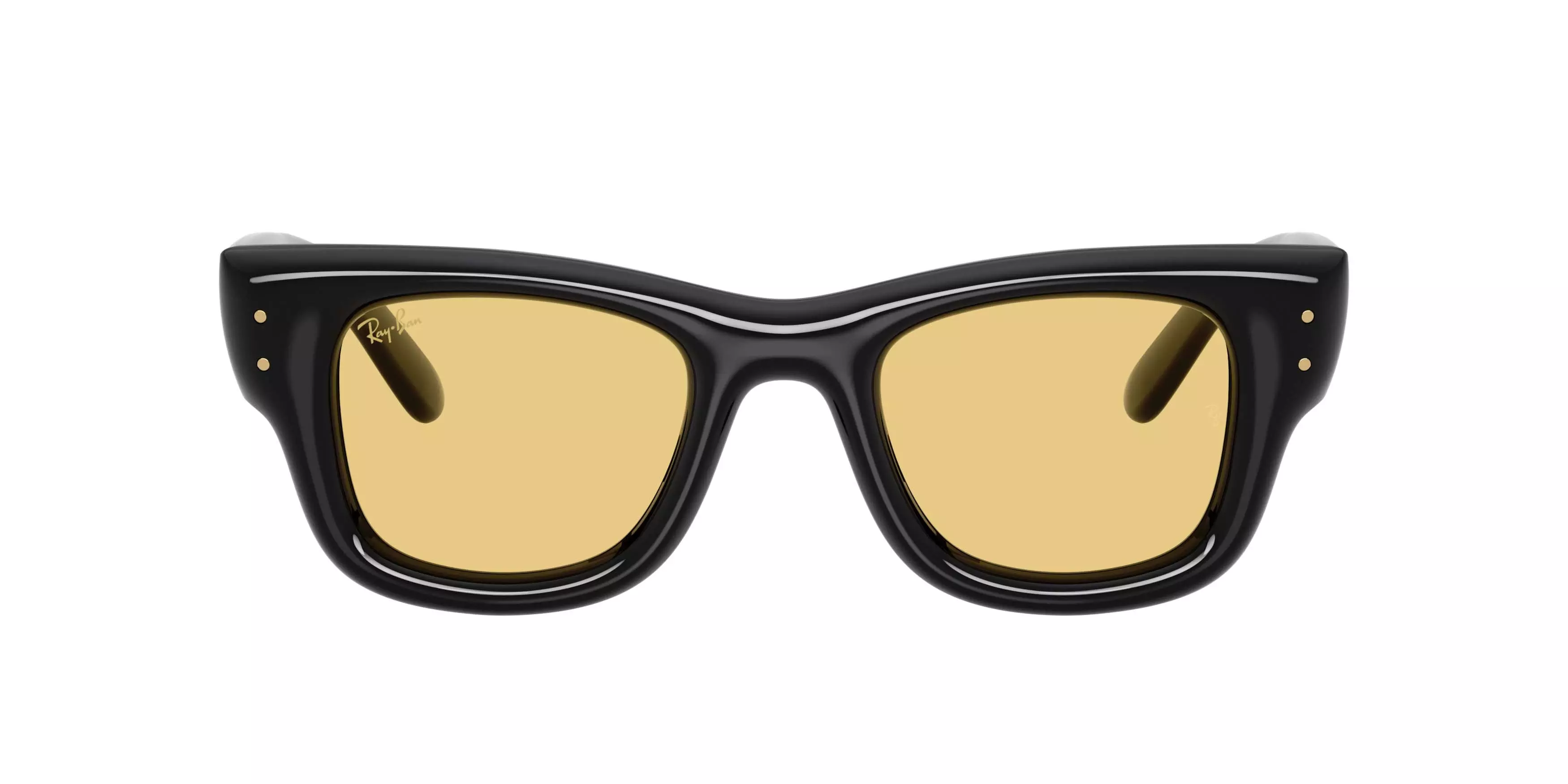 Ray-Ban Wayfarer Puffer Yellow Sunglasses &ndash; Polished Black - BLACK/YELLOW