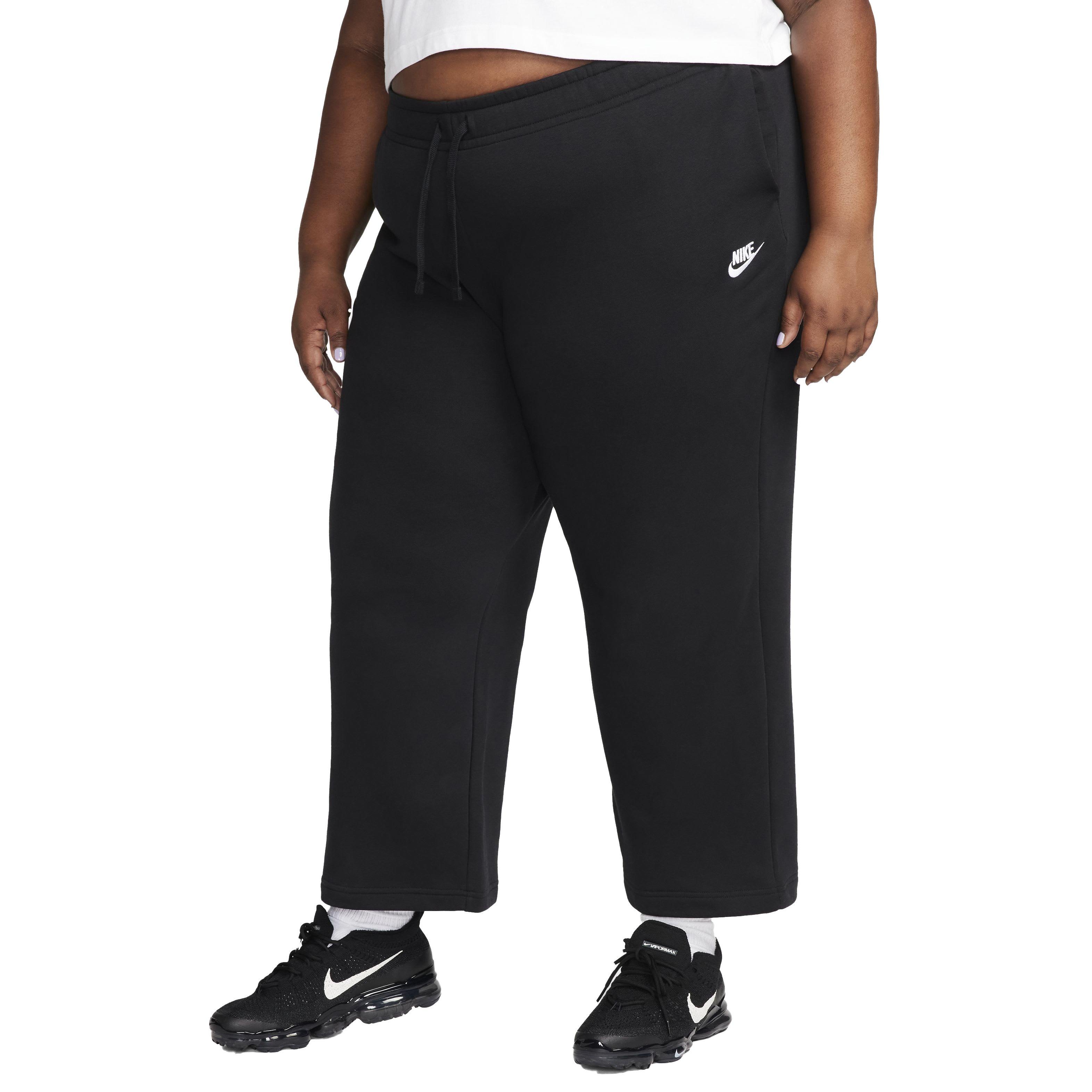 Nike Women's Sportswear Club Fleece Wide-Leg Mid-Rise Sweatpants - BLACK Thumbnail View 1