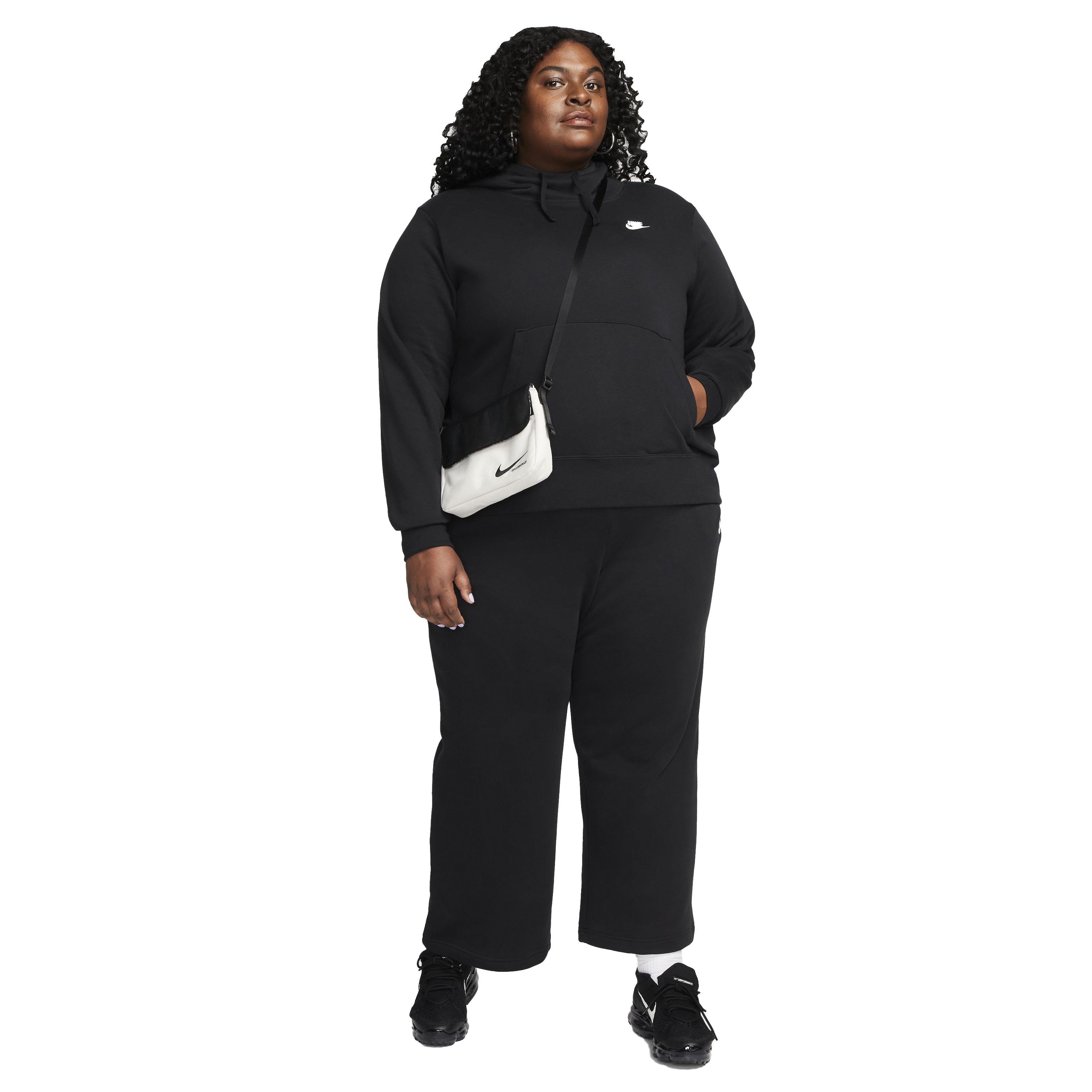 Nike Women's Sportswear Club Fleece Wide-Leg Mid-Rise Sweatpants - BLACK Thumbnail View 4