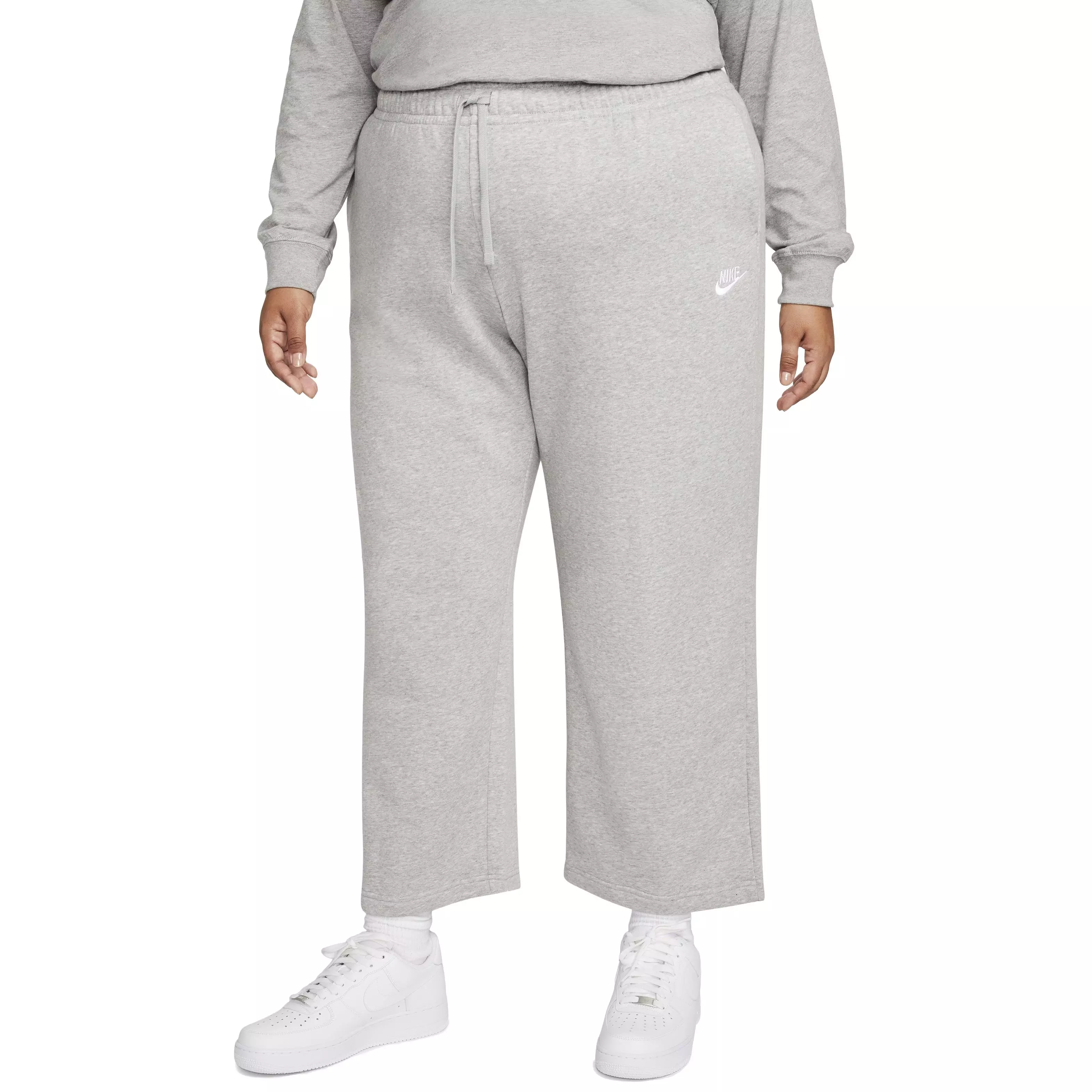 Nike Women's Sportswear Club Fleece Wide-Leg Mid-Rise Sweatpants - GREY