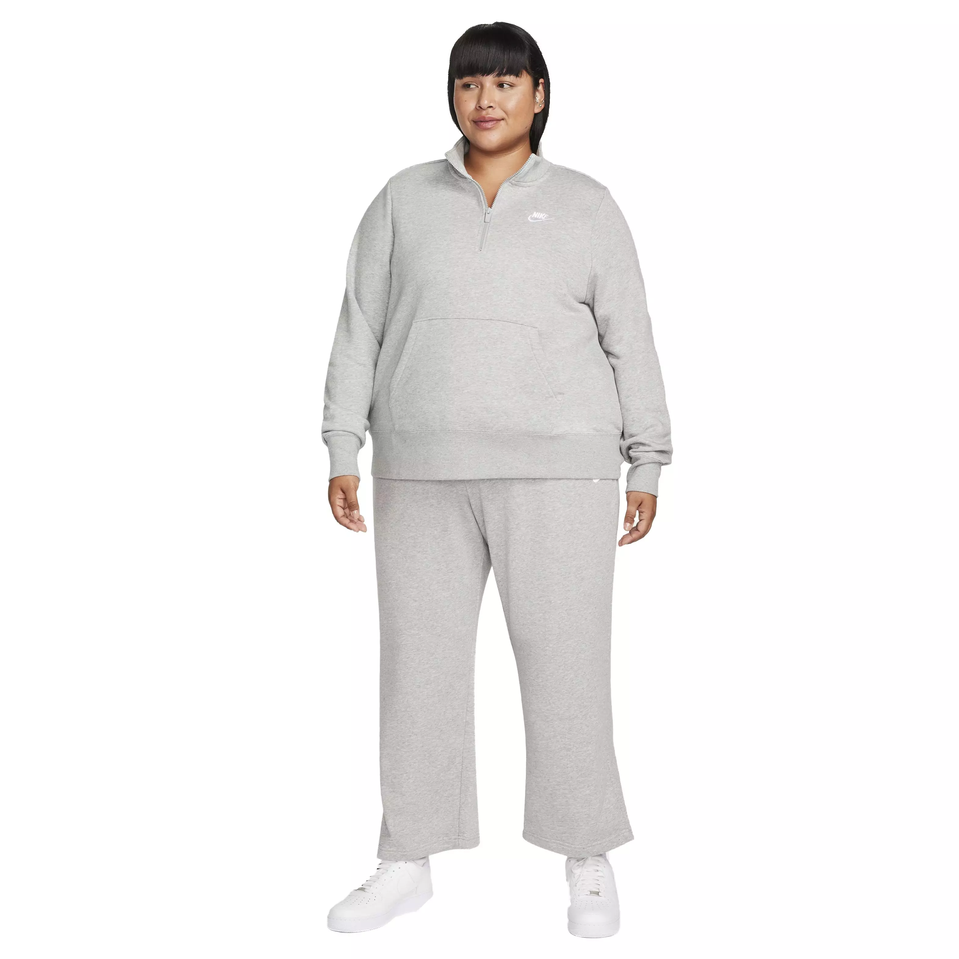 Nike Women's Sportswear Club Fleece Wide-Leg Mid-Rise Sweatpants - GREY